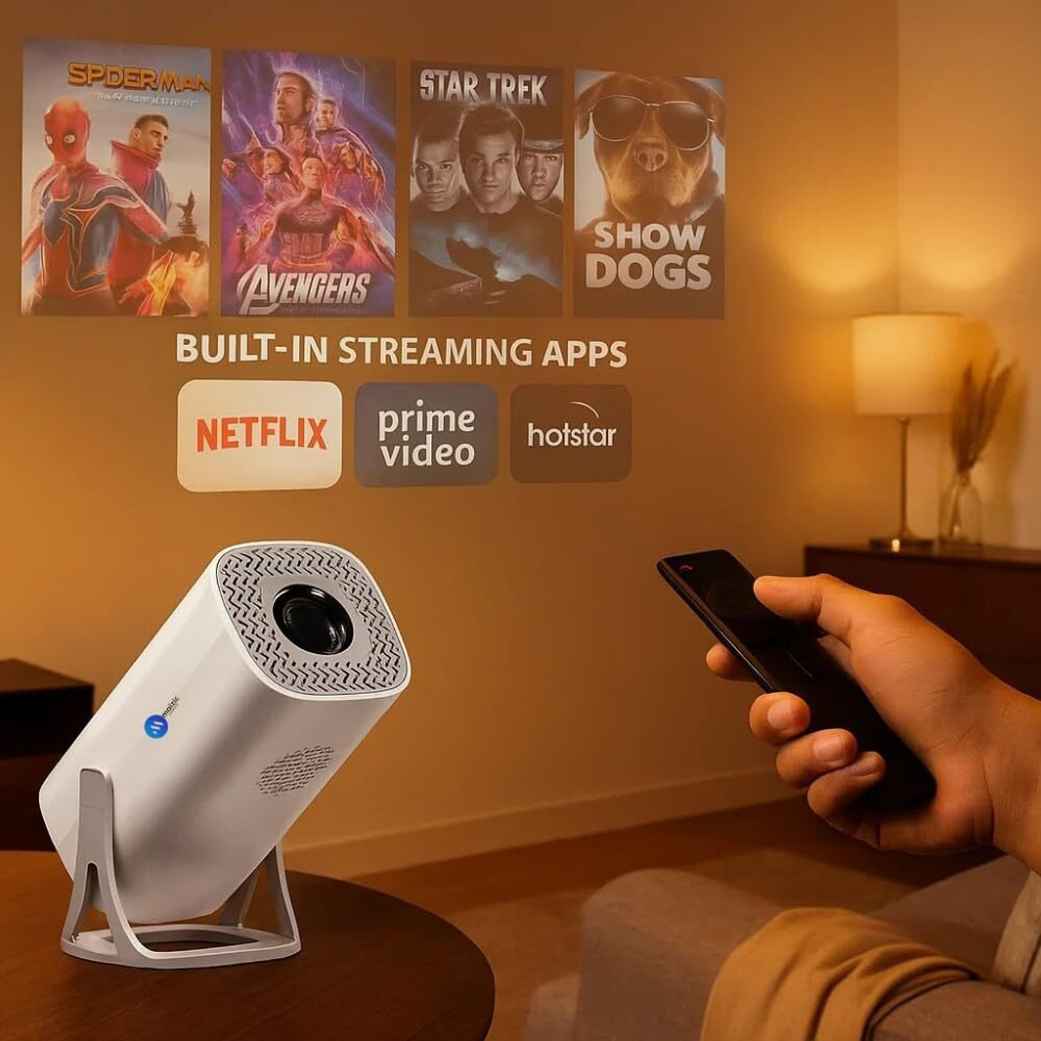Image of Maizic Smarthome Android 11.0 Smart Projector, 1080P & 4K Support, 3X Brighter, 2.4G & 5G Wifi (10000 lm / 1 Speaker / Wireless) Portable Projector