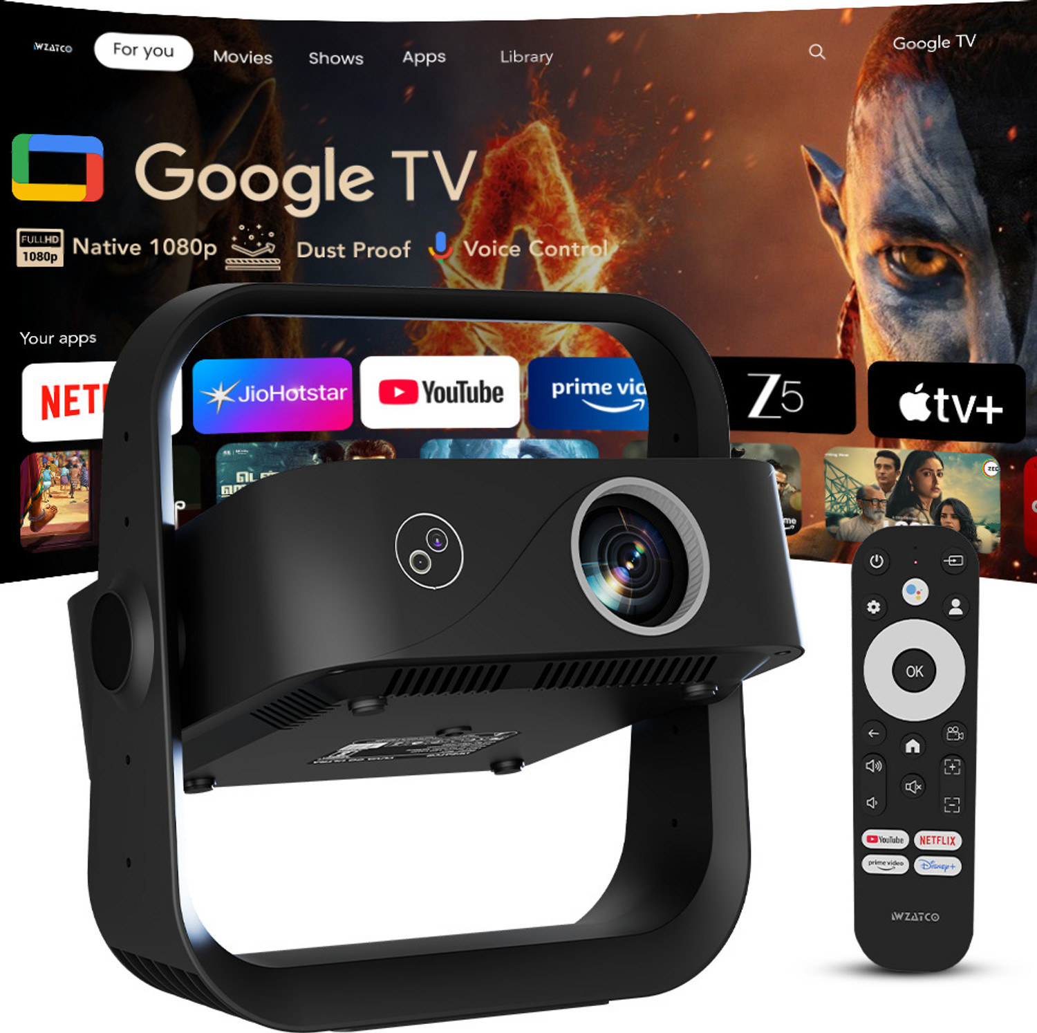 Image of WZATCO Yuva Go Ultra (13000 lm / 1 Speaker / Remote Controller) Portable Projector