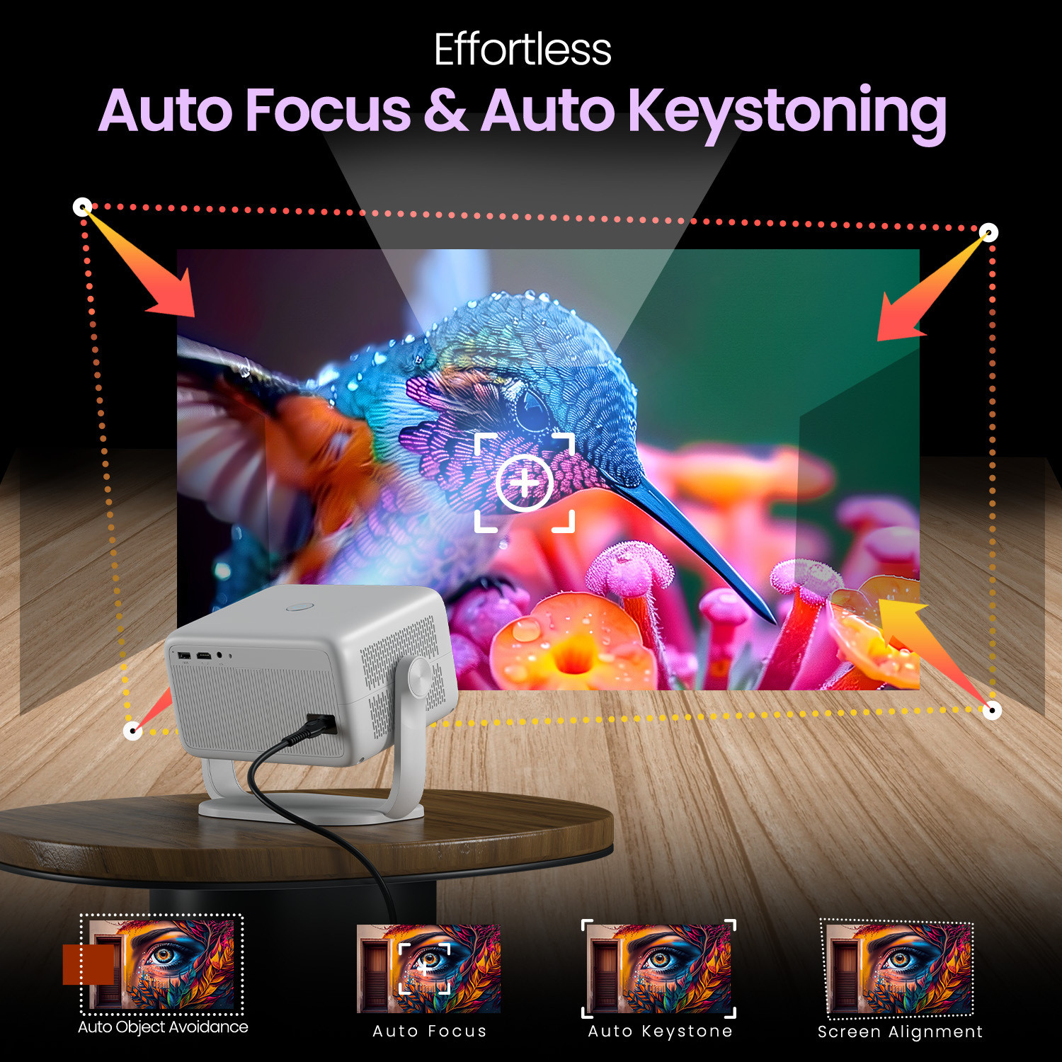 Image of Portronics Beem 560 Smart Android Projector, HD 1080P, Netflix Certifed, 5300 Lumens,BT (10000 lm / Wireless / Remote Controller) Portable Projector