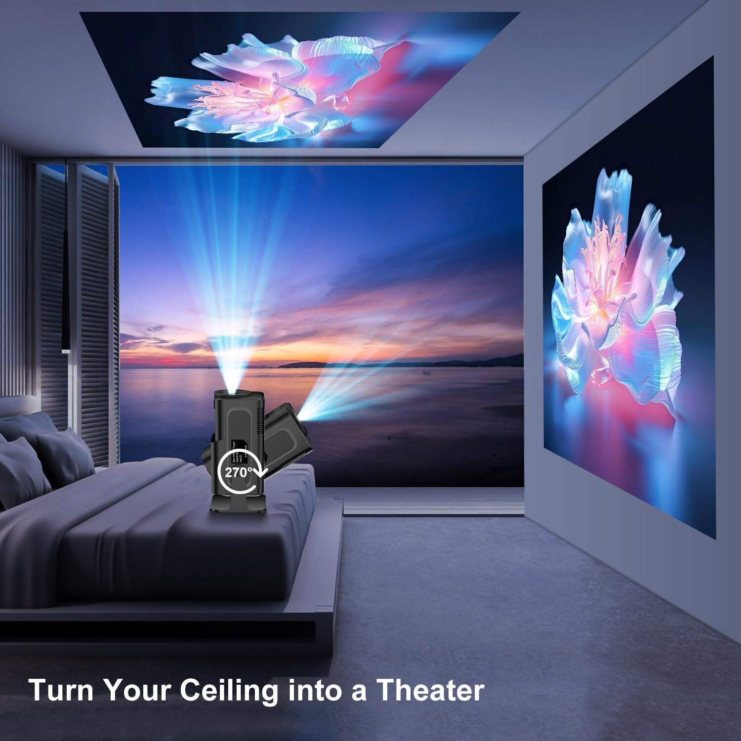 Image of ENKART HY320 Mini 4K Supported Smart LED Projector (4900 lm / 1 Speaker / Wireless / Remote Controller) Portable Projector