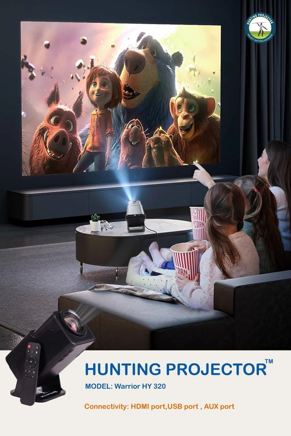 Image of Divine creation HY320 Mini 4K Support Smart Android 13 Projector with WiFi 6 HD Home Theater B7 (5000 lm / Wireless / Remote Controller) Portable Projector