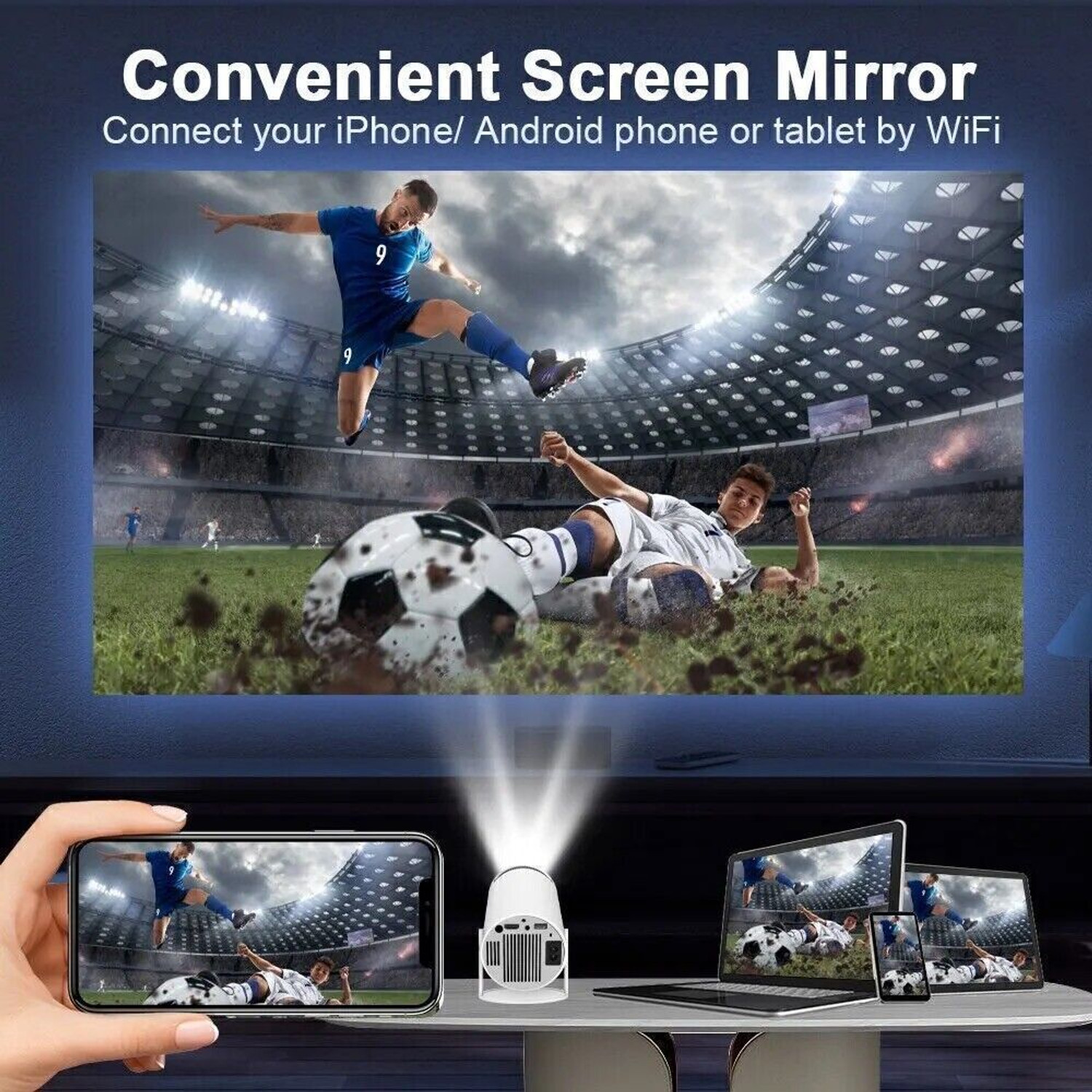 Image of Nexscan HY300 Full HD Native 720P Support Android 11 Wifi BT Freestyle Auto Keystone (4500 lm / 1 Speaker / Wireless / Remote Controller) Portable Projector