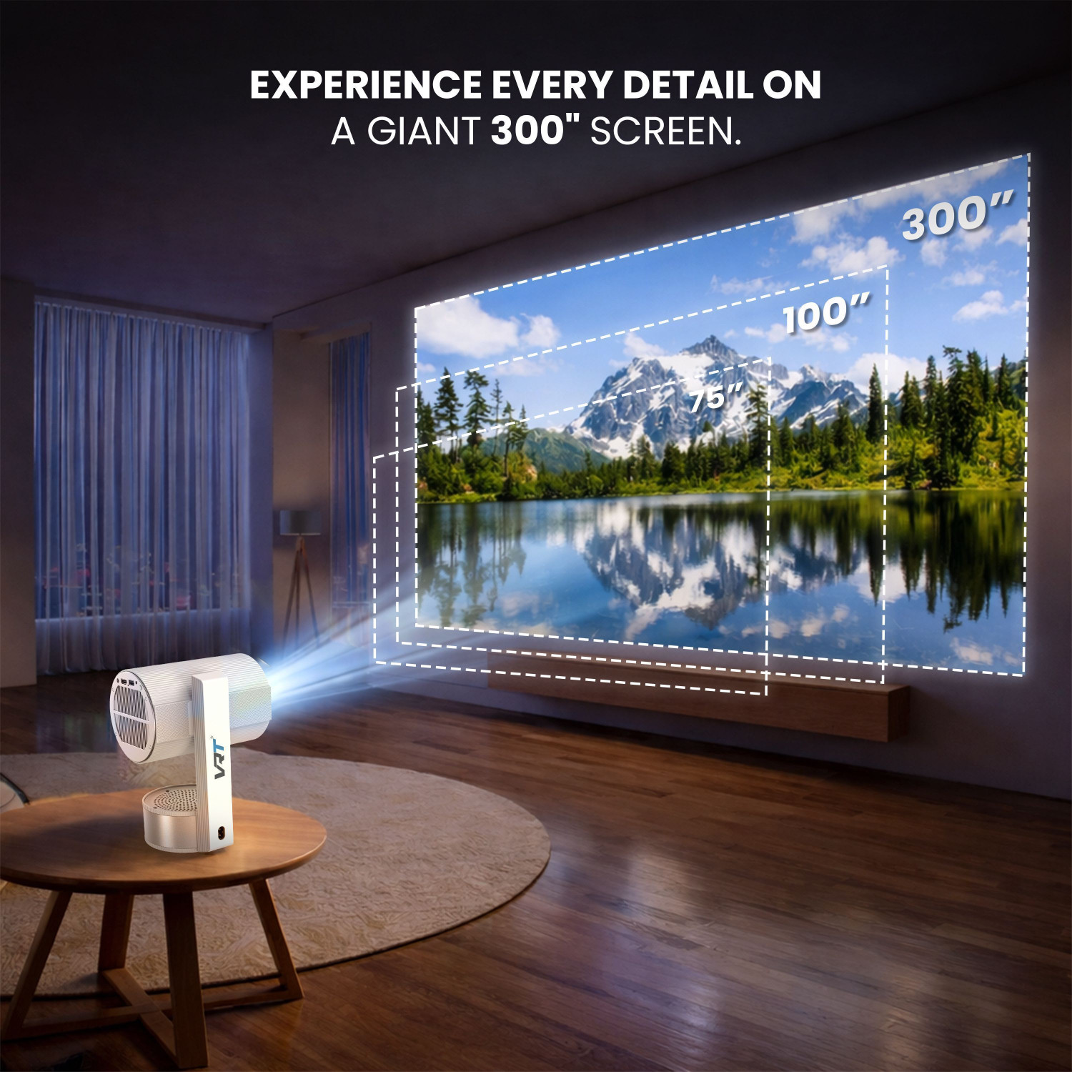 Image of VRT N1200 Smart Mini Projector |1080p Full HD, 4K HDR Support, Auto Focus & Keystone (400 lm / 1 Speaker / Wireless / Remote Controller) Portable Projector