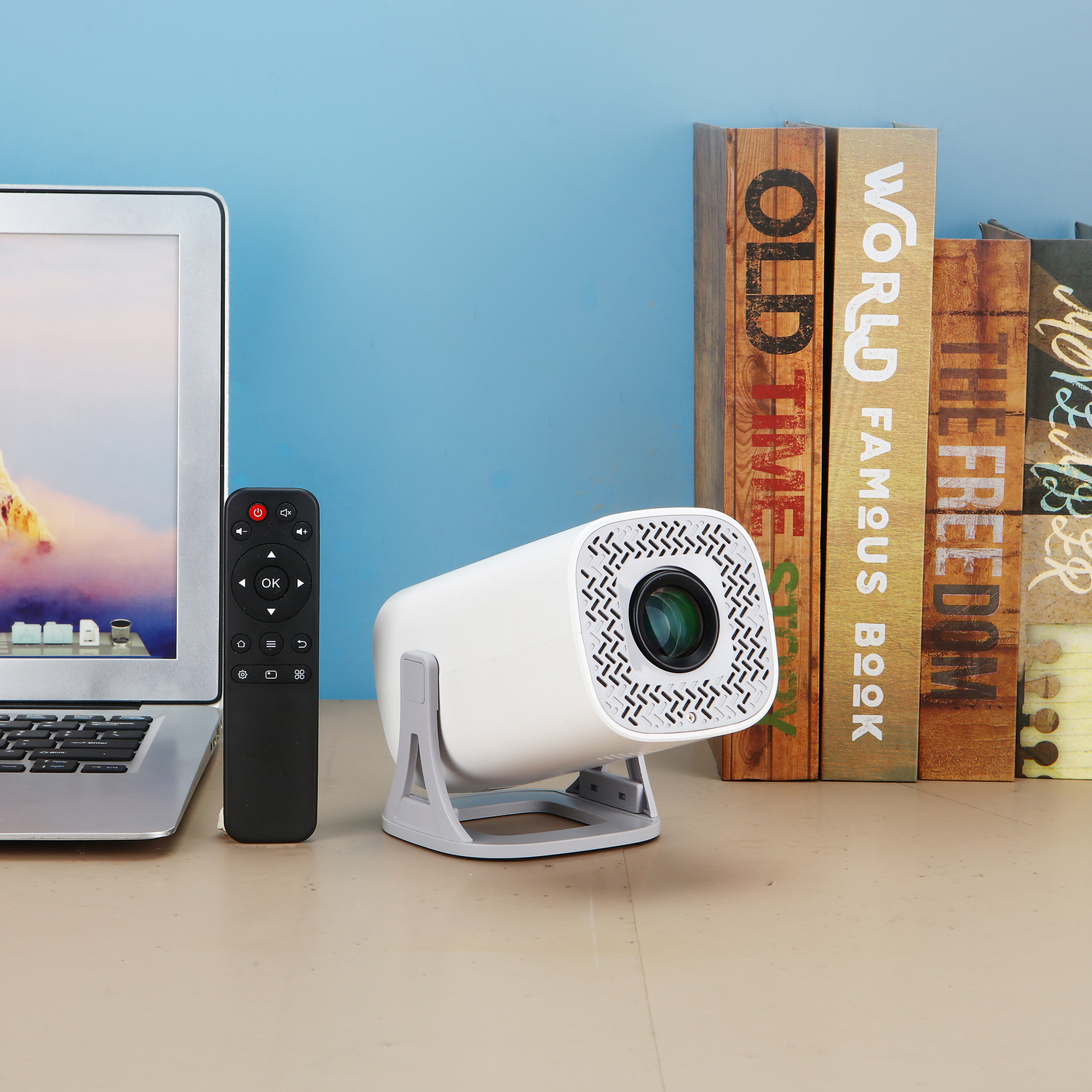 Image of MZ TP1 (MINI PROJECTOR) Bluetooth & Multiple Input 180 Rotatable 1GB RAM & 8GB ROM (150 lm / 1 Speaker / Wireless / Remote Controller) Portable Projector