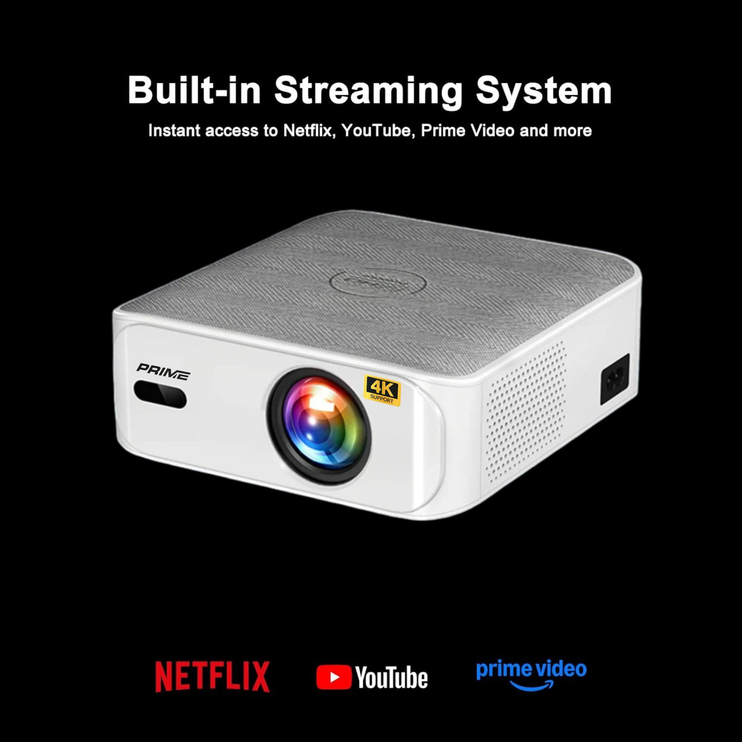 Image of Prime Projector Aura 4K AI Smart Projector (A4K-01) 4K HD Processing | AI Color Engine Pro | (13500 lm / 2 Speaker / Wireless / Remote Controller) Portable Projector