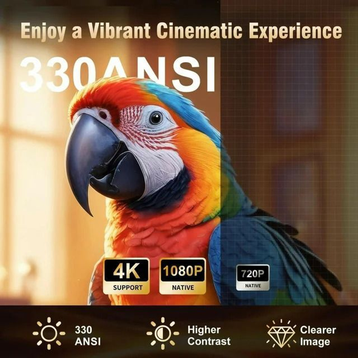 Image of Divine creation HY 260 Smart HD LED Projector with WiFi Built-in Speaker Dual Band WiFi D35 (8000 lm / 1 Speaker / Wireless / Remote Controller) Portable Projector