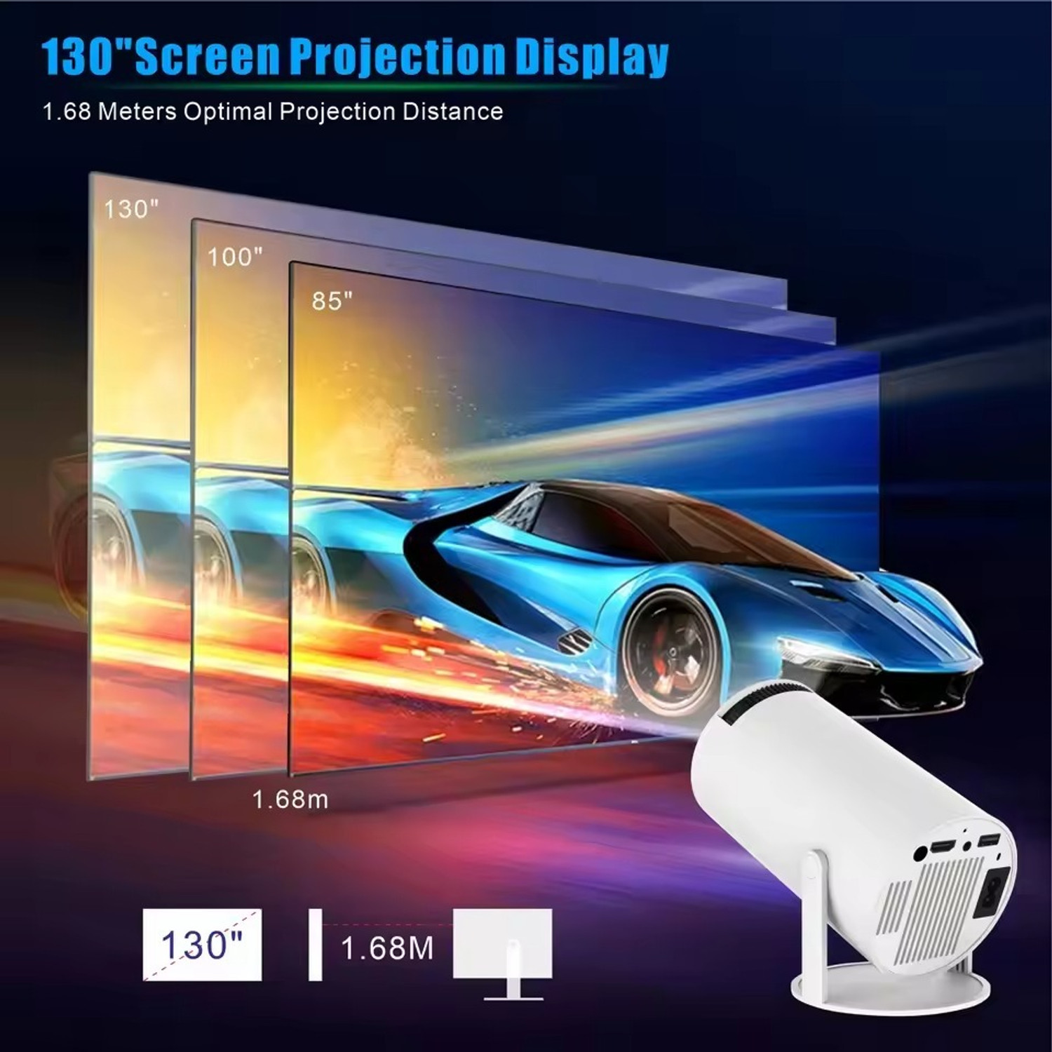 Image of Qolic Compact Mini Projector | 4K Compatible | Full HD 1080P Display Projector (4700 lm / 2 Speaker / Wireless / Remote Controller) Portable Projector