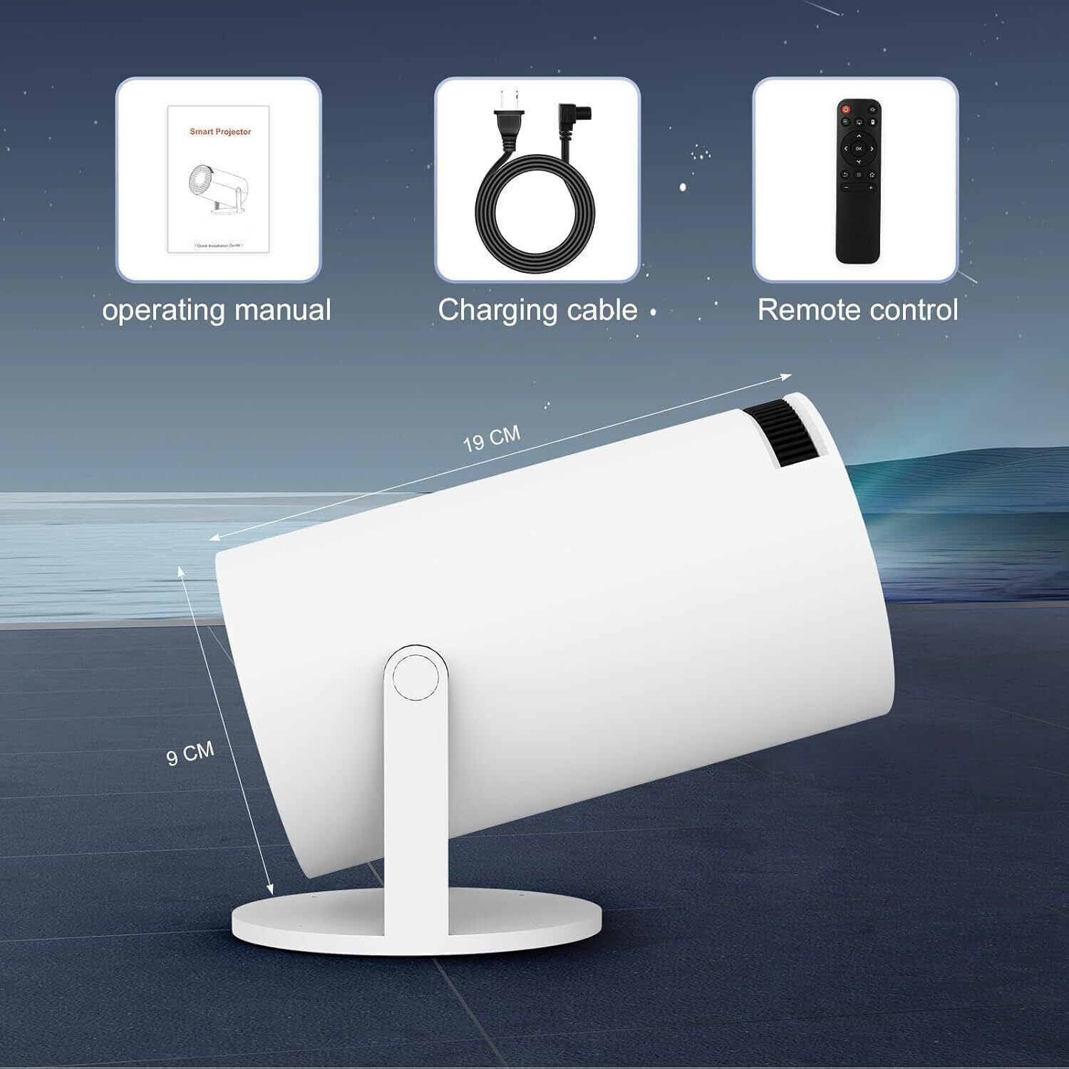 Image of Steepify Smart Mini Projector | Native 720P HD | 4K Support | WiFi 6 & Bluetooth 5.0 (4500 lm / 1 Speaker / Wireless / Remote Controller) Portable Projector