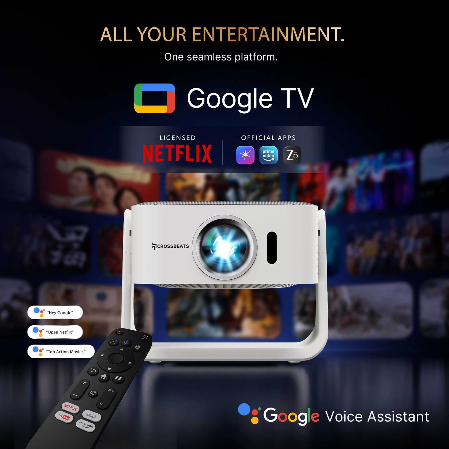 Image of CrossBeats Lumex Aura (1000 lm / 1 Speaker / Wireless / Remote Controller) Portable Projector