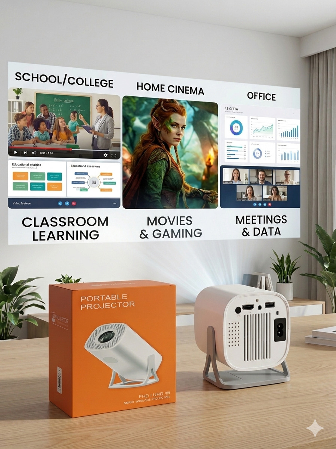 Image of venturer Smart Android Projector 4K (6000 lm / Wireless) Portable Projector