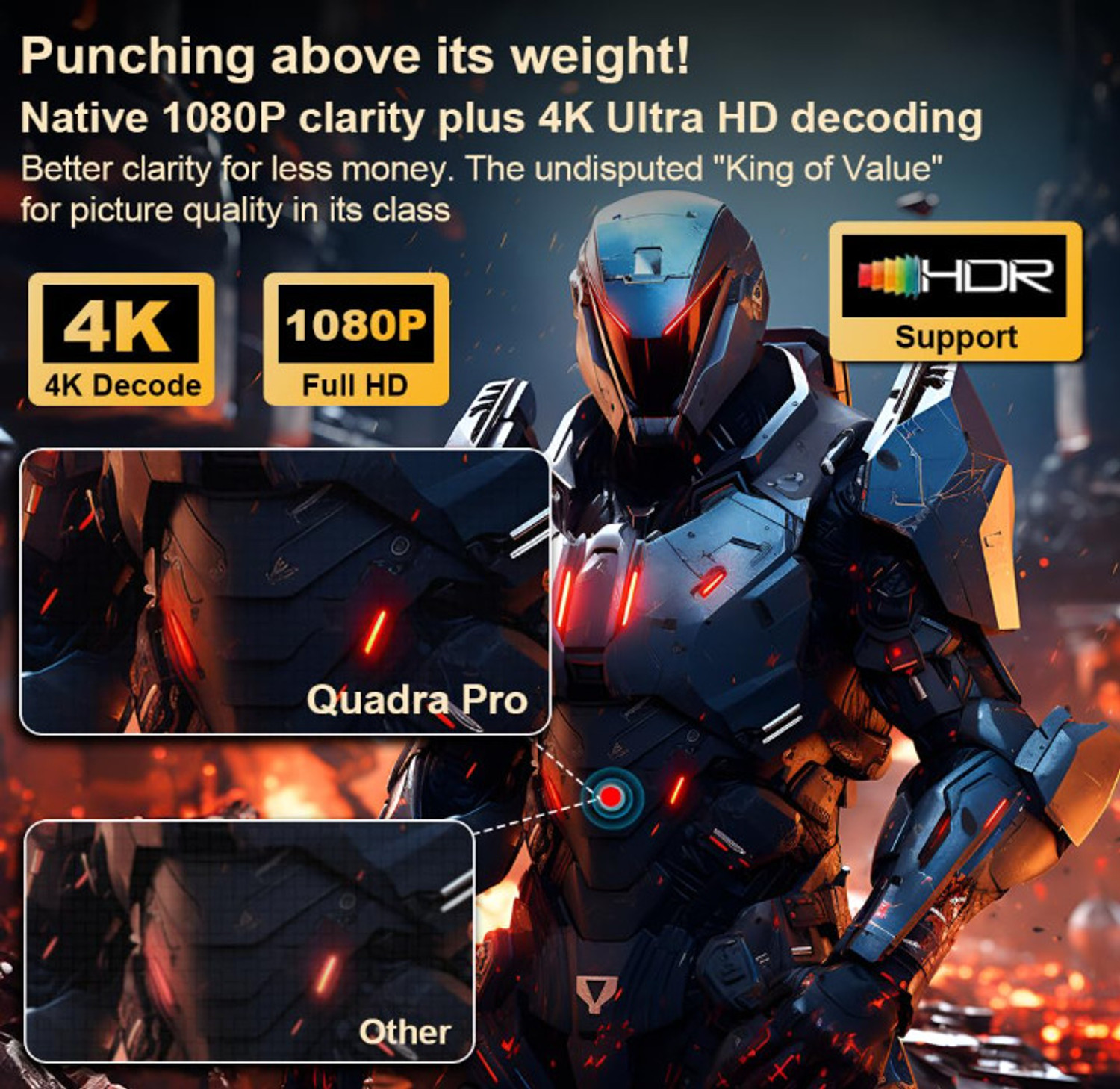 Image of Toptro Legend Gold Pro 4K HDR10 30000l HDMI ARC 4K Ultra HD Fully Sealed AI Auto Focus (40000 lm / Wireless / Remote Controller) Portable Projector (Black)
