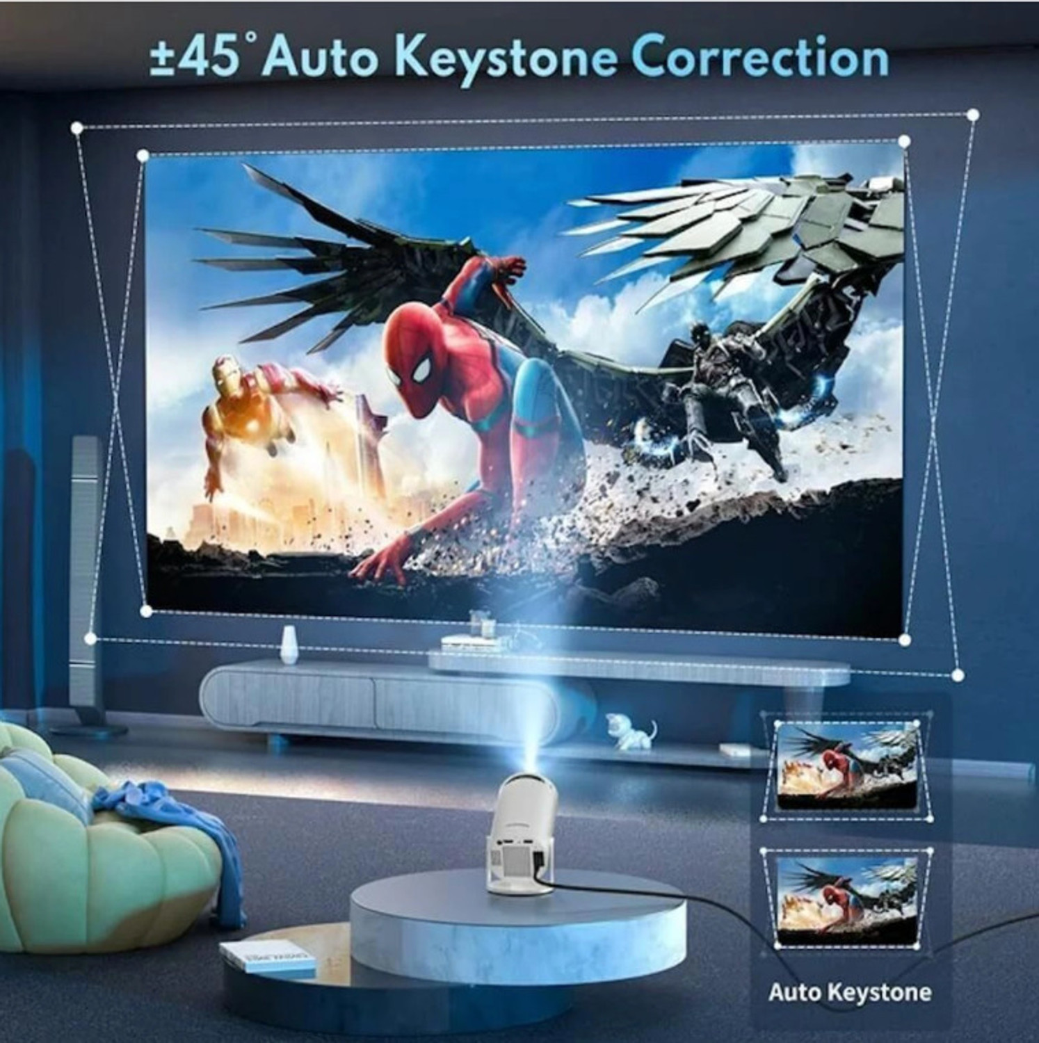 Image of Carecase S40 Android 11 Smart Projector with 1080P & 4K Support, 8400 lm Brightness (8000 lm / 1 Speaker / Wireless / Remote Controller) Portable Projector