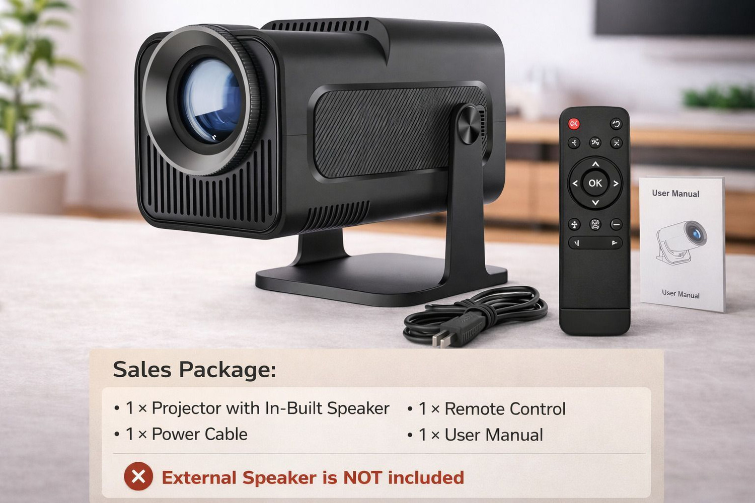 Image of Steepify HY320 Portable Mini 4K Supported Smart LED Projector with Remote for Home Cinema (4800 lm / 1 Speaker / Wireless / Remote Controller) Portable Projector