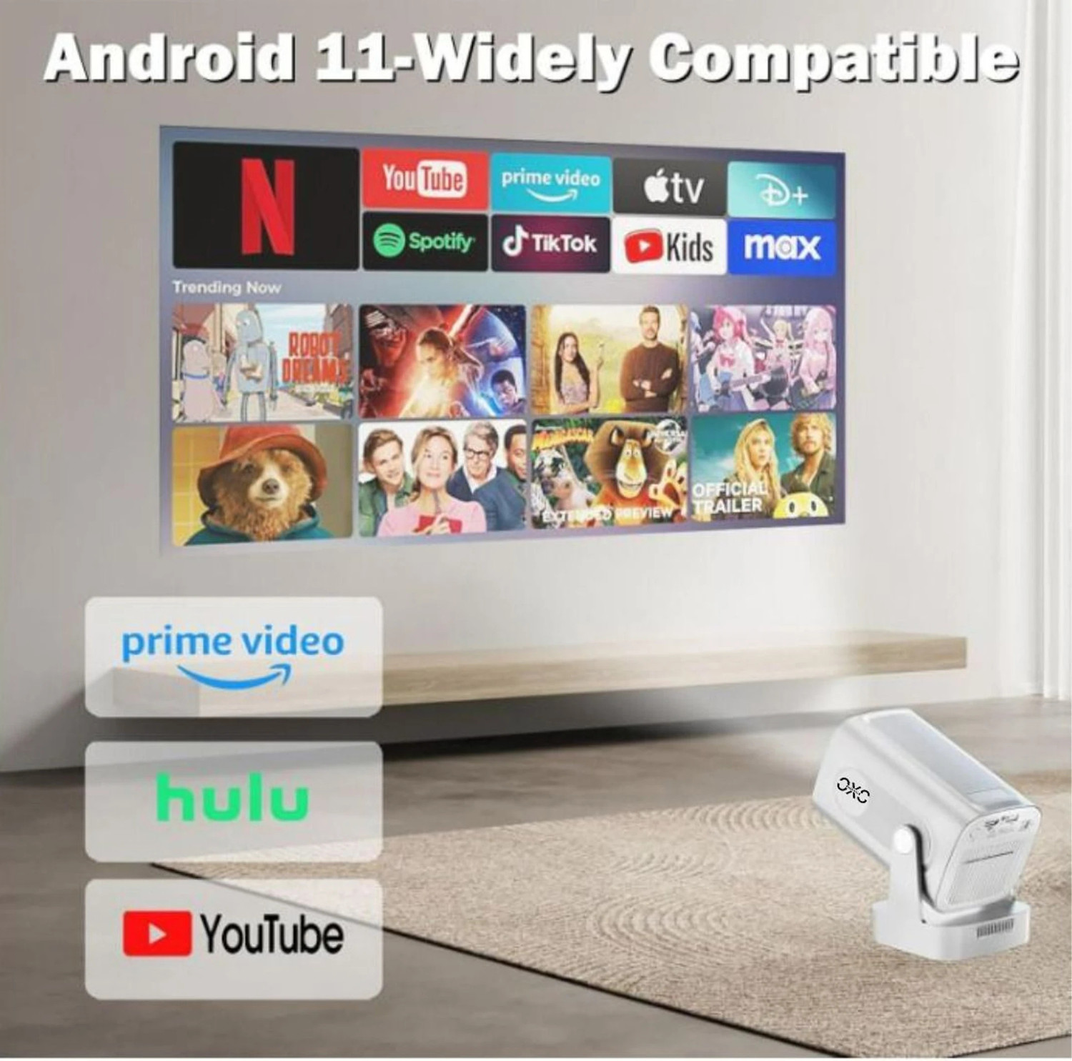Image of Divine creation HY 260 Smart HD LED Projector with WiFi Built-in Speaker Dual Band WiFi D94 (8000 lm / 1 Speaker / Wireless / Remote Controller) Portable Projector