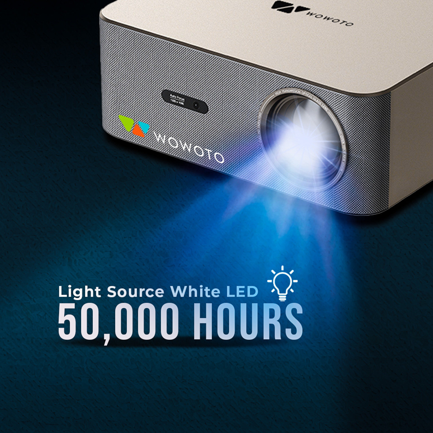 Image of WOWOTO Storm Android 1080P, 300'' Display, WiFi & BT 5.0, 100-50% Zoom, 1+8 GB (15000 lm / 1 Speaker / Wireless / Remote Controller) Portable Projector (Grey)