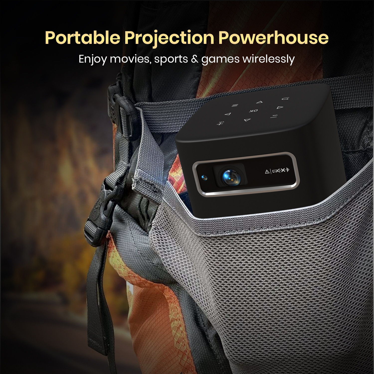 Image of Portronics Pico 13, Stream Apps, Rechargeable, 4K Support, Compact, 3500 lm, 10W Speaker (3500 lm) Portable Projector