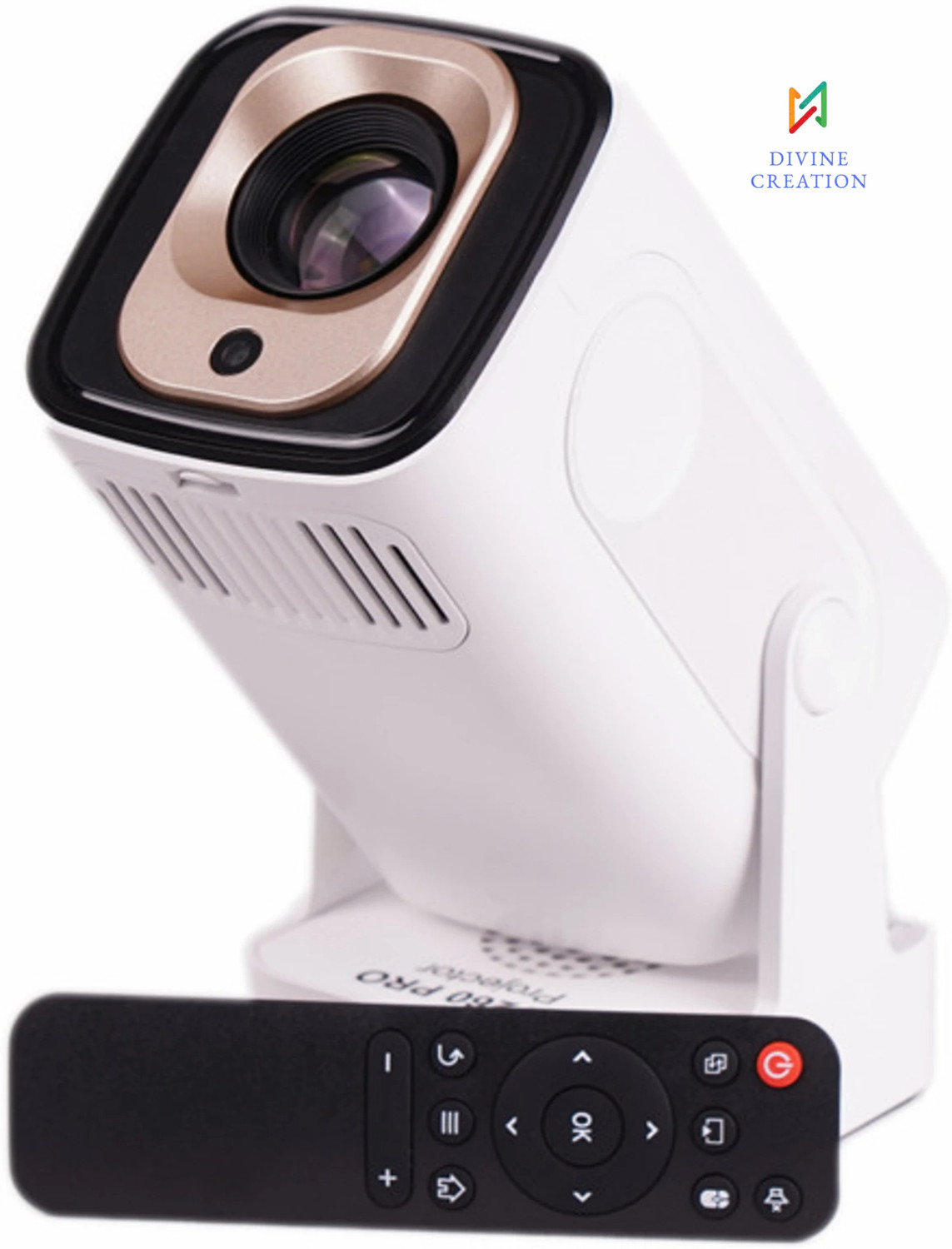 Image of Divine creation HY 260 Smart HD LED Projector with WiFi Built-in Speaker Dual Band WiFi D73 (8000 lm / 1 Speaker / Wireless / Remote Controller) Portable Projector