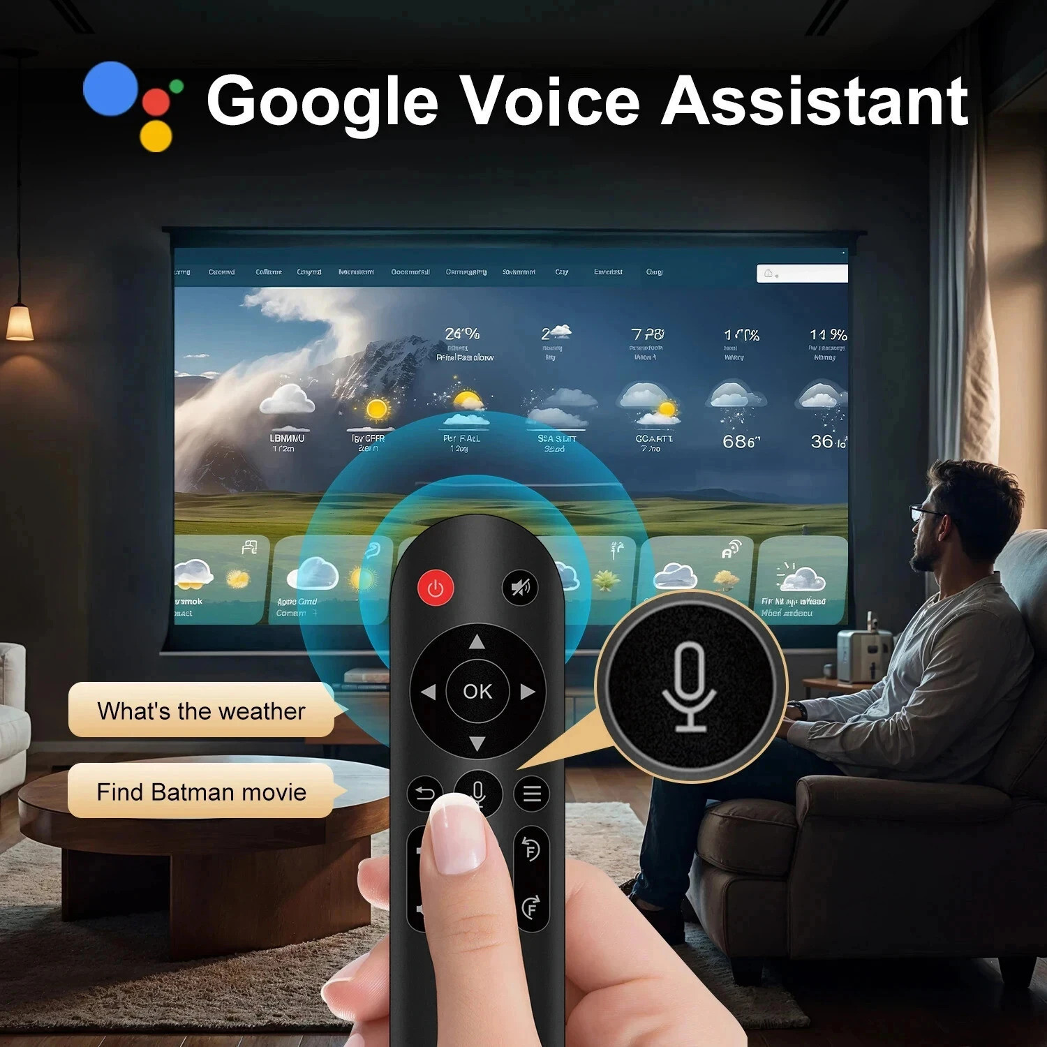 Image of Livato HY260 Pro 4K Support Android 11 Auto Focus With Bluetooth Voice Remote Freestyle (8000 lm / 1 Speaker / Wireless / Remote Controller) Portable Projector