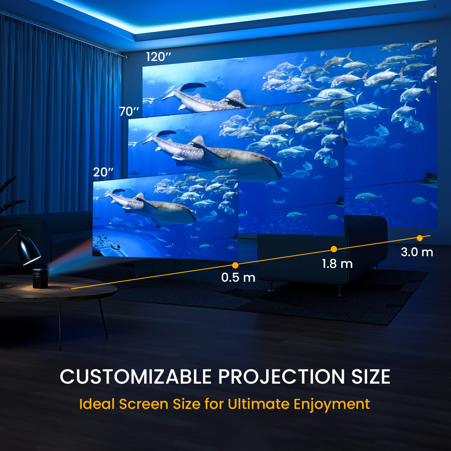 Image of Portronics Pico 12 Smart Projector with Android 11, 4K Ultra HD Support, Auto Keystoning (3200 lm / Remote Controller) Portable Projector