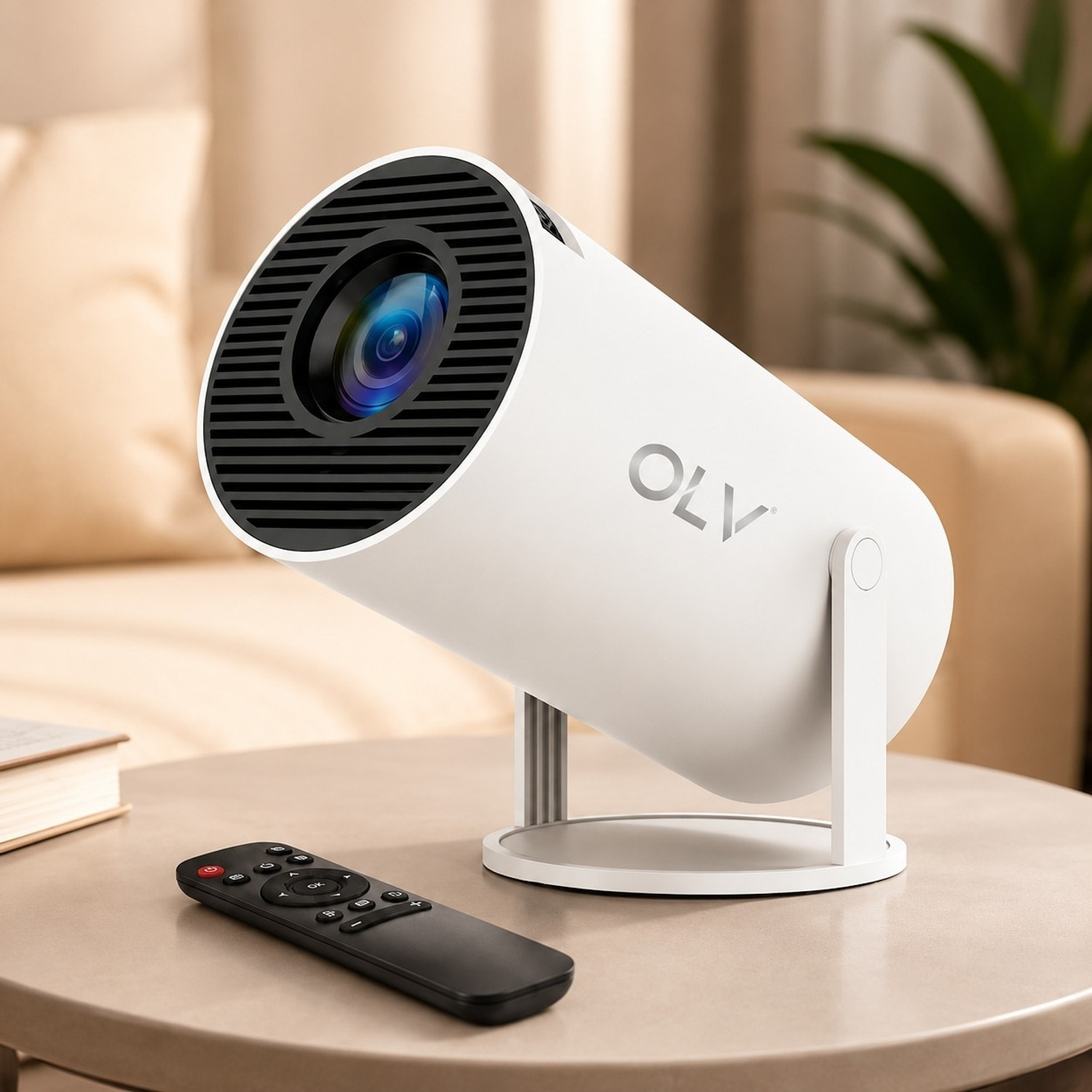 Image of OLV Portable Mini Projector, 4K 1080P Full Smart HD, WiFi 5G BT 5.0 with 180 rotate (6000 lm / Remote Controller) Portable Projector