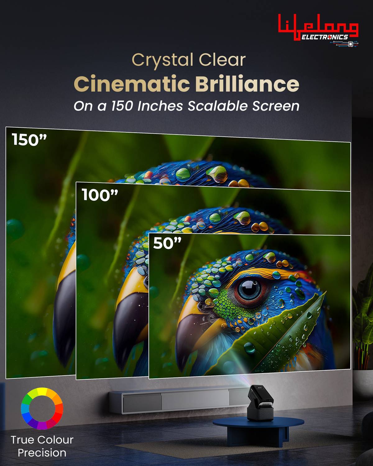 Lifelong ROAR 4K Projector 4000 Lumens 20W Speakers - Image 3