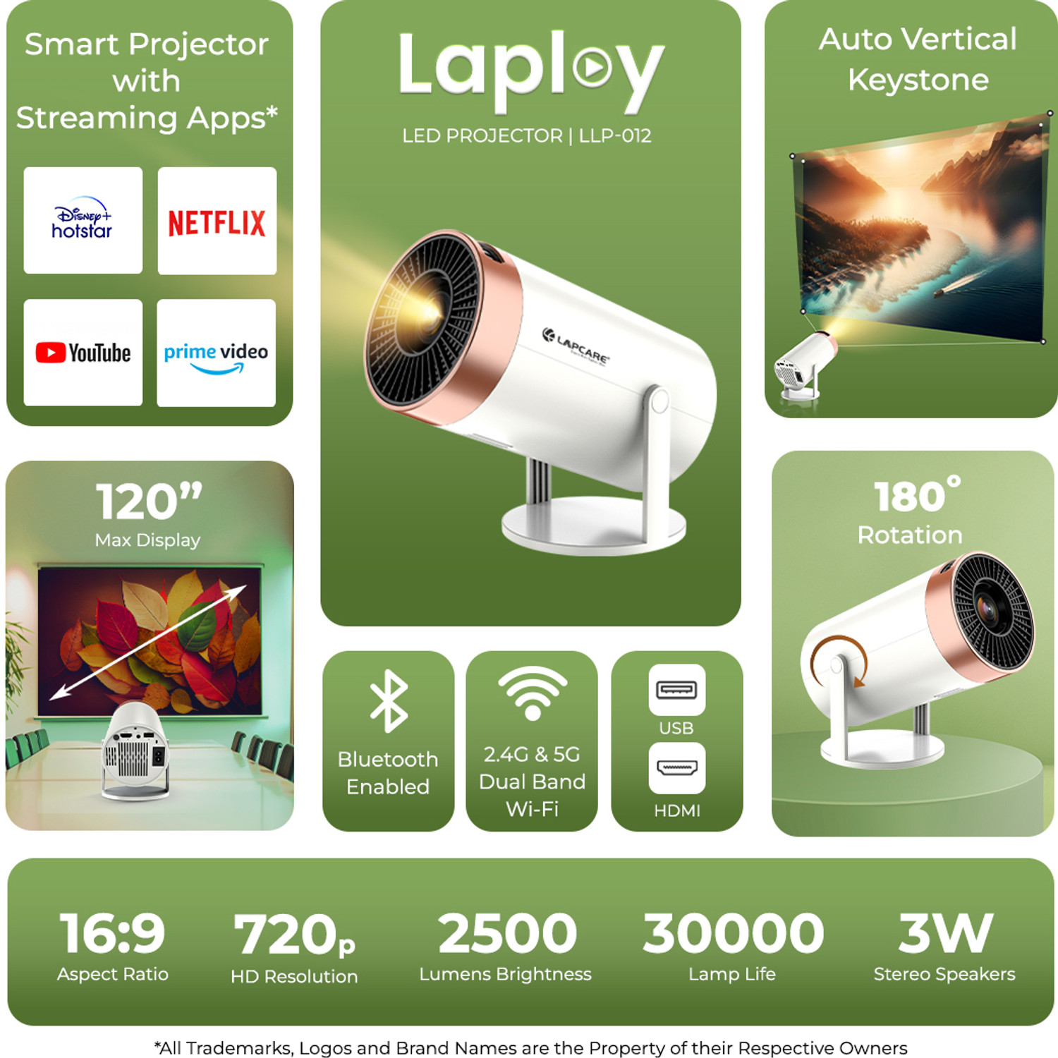 Image of LAPCARE Laplay LLP-012 LED Projector (2500 lm / Remote Controller) Portable Projector