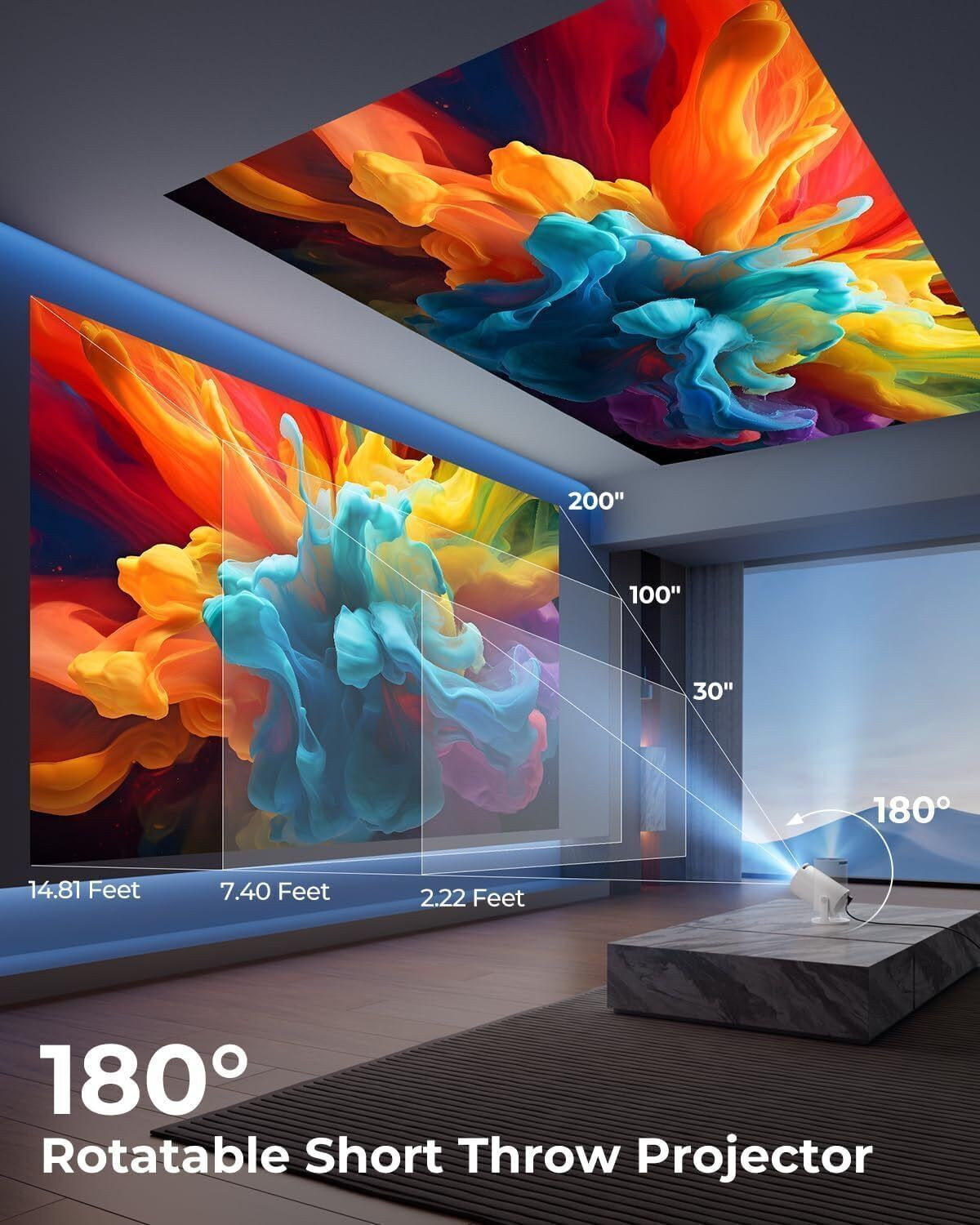 Image of Nexscan HY300 Pro 4K Support,Native 720P Android 11 Wifi Bluetooth Miracast (5000 lm / 1 Speaker / Wireless / Remote Controller) Portable Projector