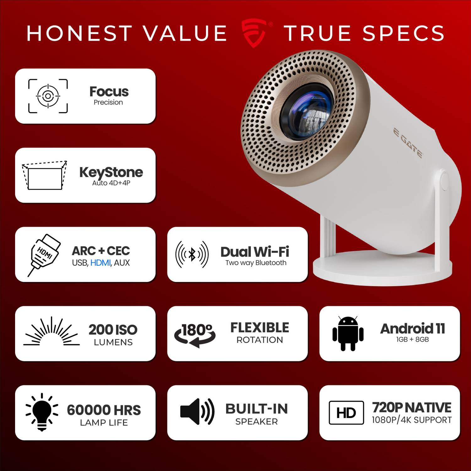 Egate EGP9 Portable Projector 4000 lm 1 Speaker Wireless Remote - Image 2