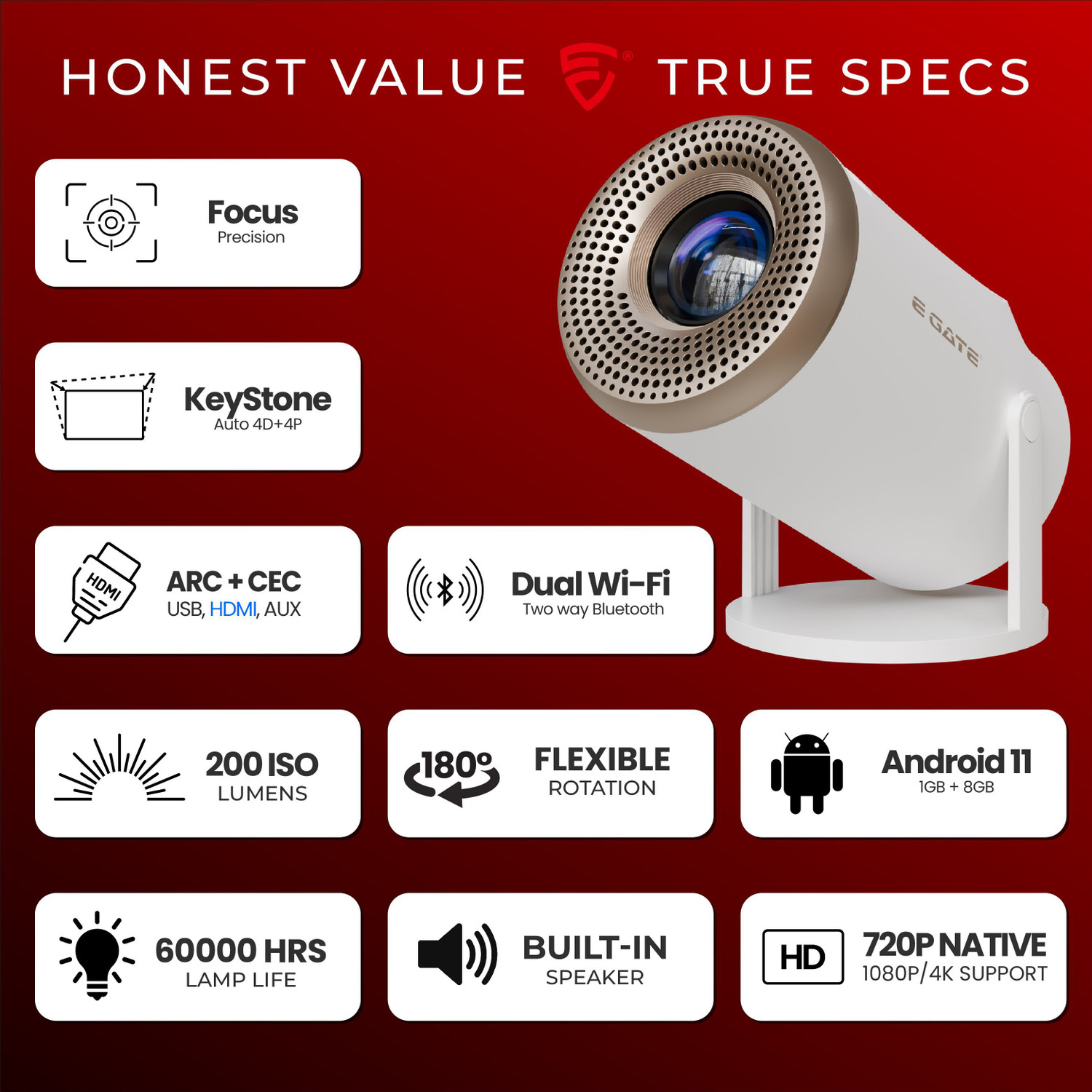 Image of Egate EGP9 (4000 lm / 1 Speaker / Wireless / Remote Controller) Portable Projector