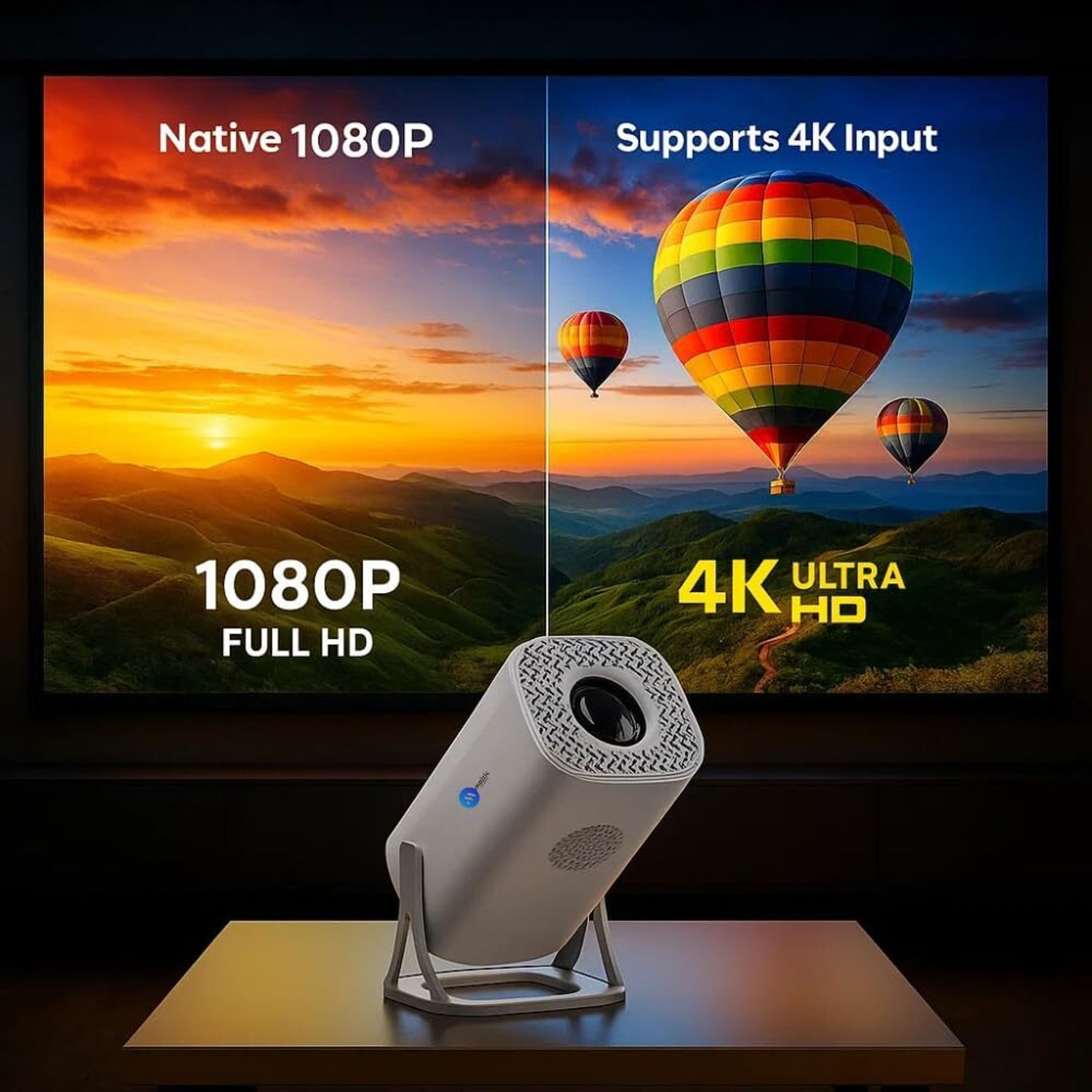 Image of Maizic Smarthome Android 11.0 Smart Projector, 1080P & 4K Support, 3X Brighter, 2.4G & 5G Wifi (10000 lm / 1 Speaker / Wireless) Portable Projector