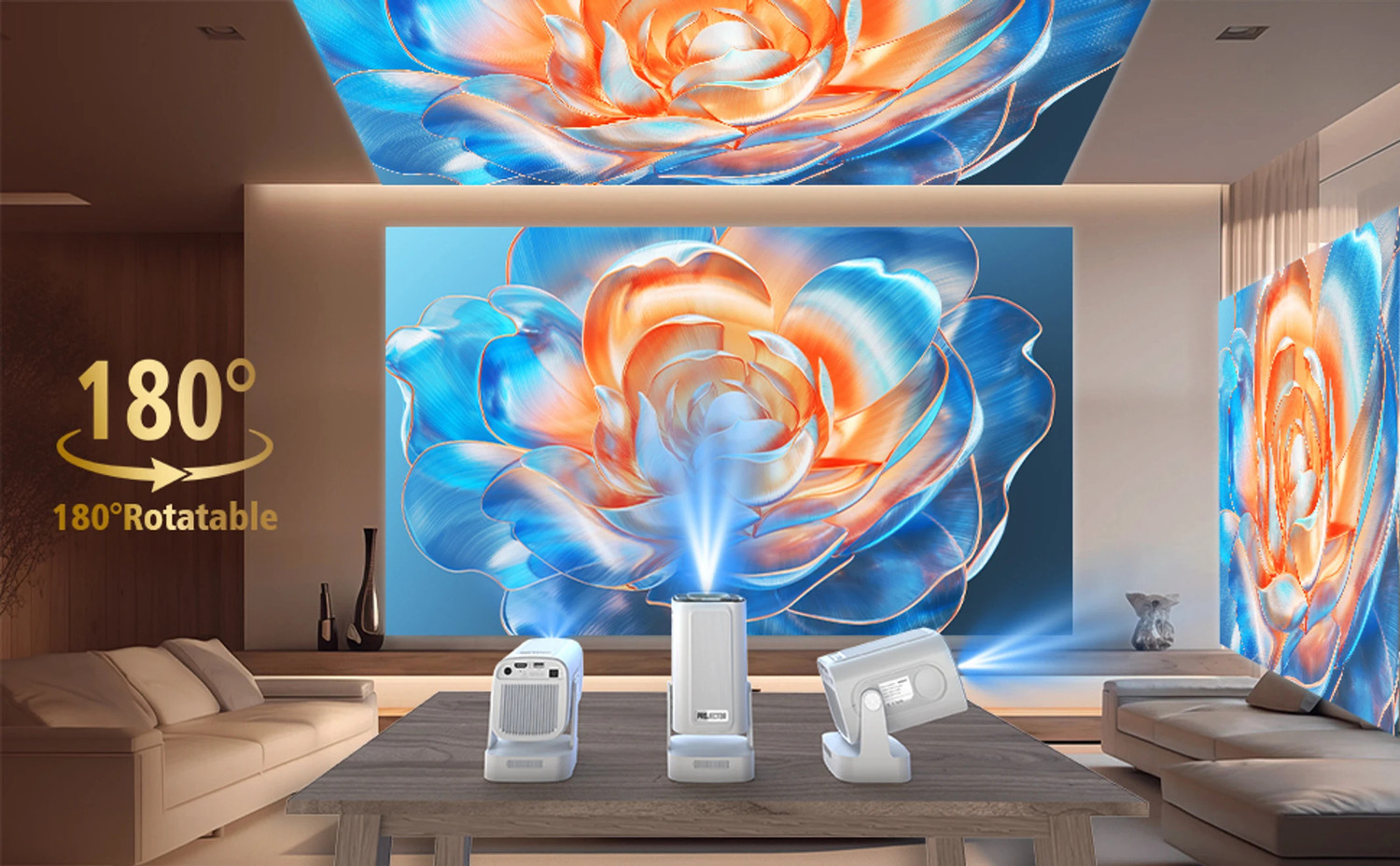 Image of Divine creation HY 260 Smart HD LED Projector with WiFi Built-in Speaker Dual Band WiFi D23 (8000 lm / 1 Speaker / Wireless / Remote Controller) Portable Projector