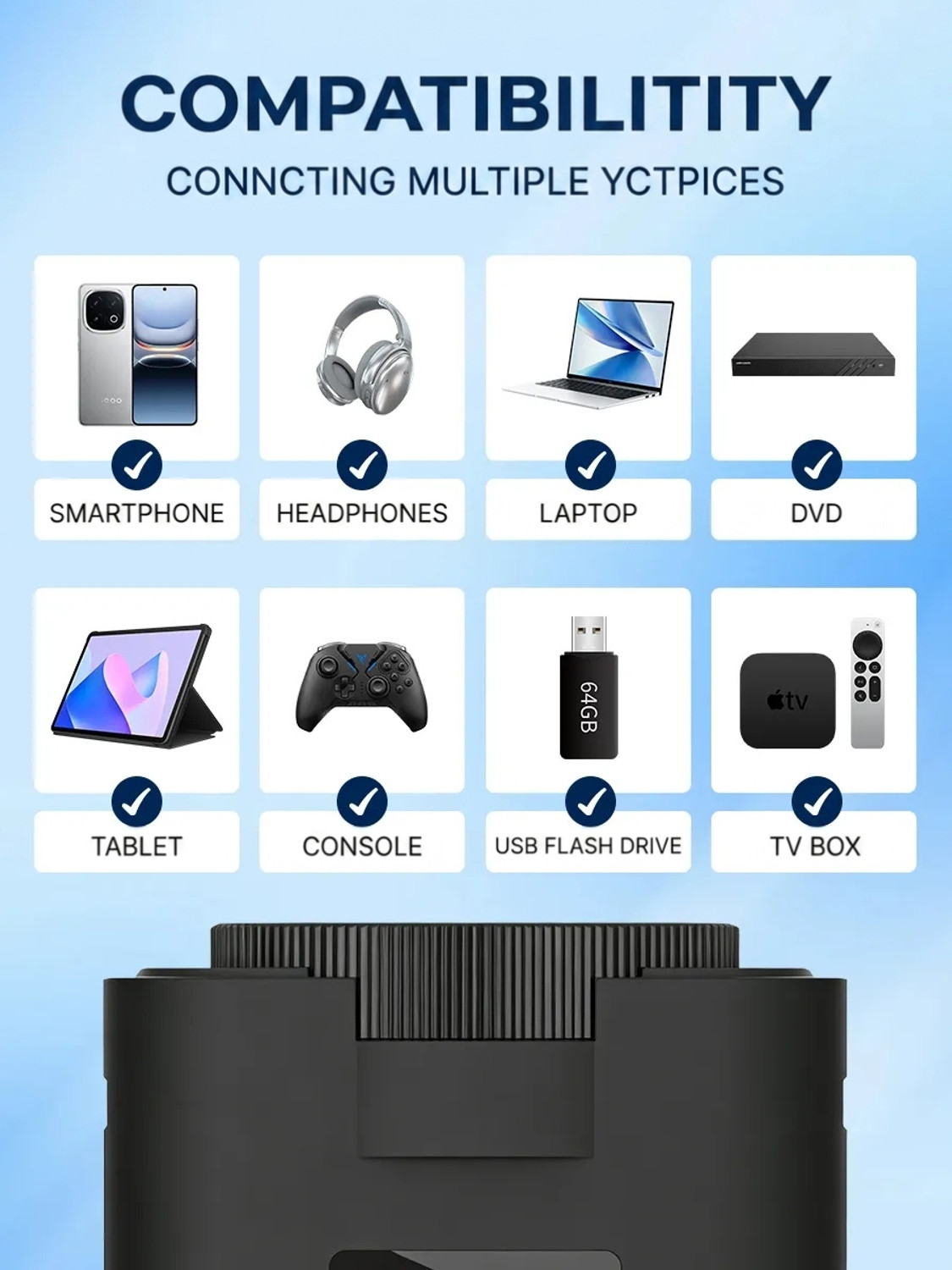 Image of Dansotec HY320 Mini 4K Support,Native HD Android /Wifi /Bluetooth Autokeystone Freestyle (5000 lm / 1 Speaker / Wireless / Remote Controller) Portable Projector