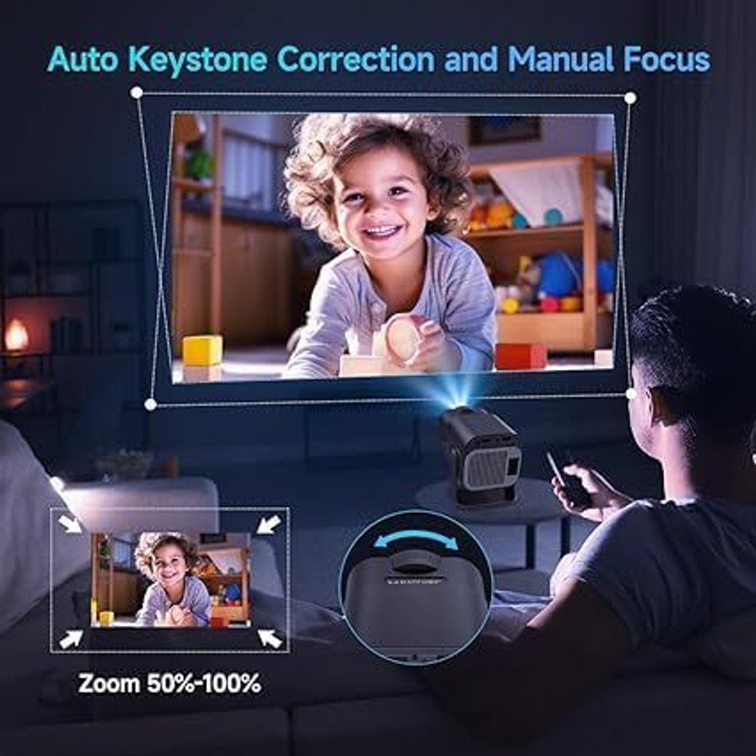 Image of AVOIHS Portable Mini LED Projector HD Home Cinema Movie Projector Phone Compatible (4500 lm / 1 Speaker / Wireless / Remote Controller) Portable Projector
