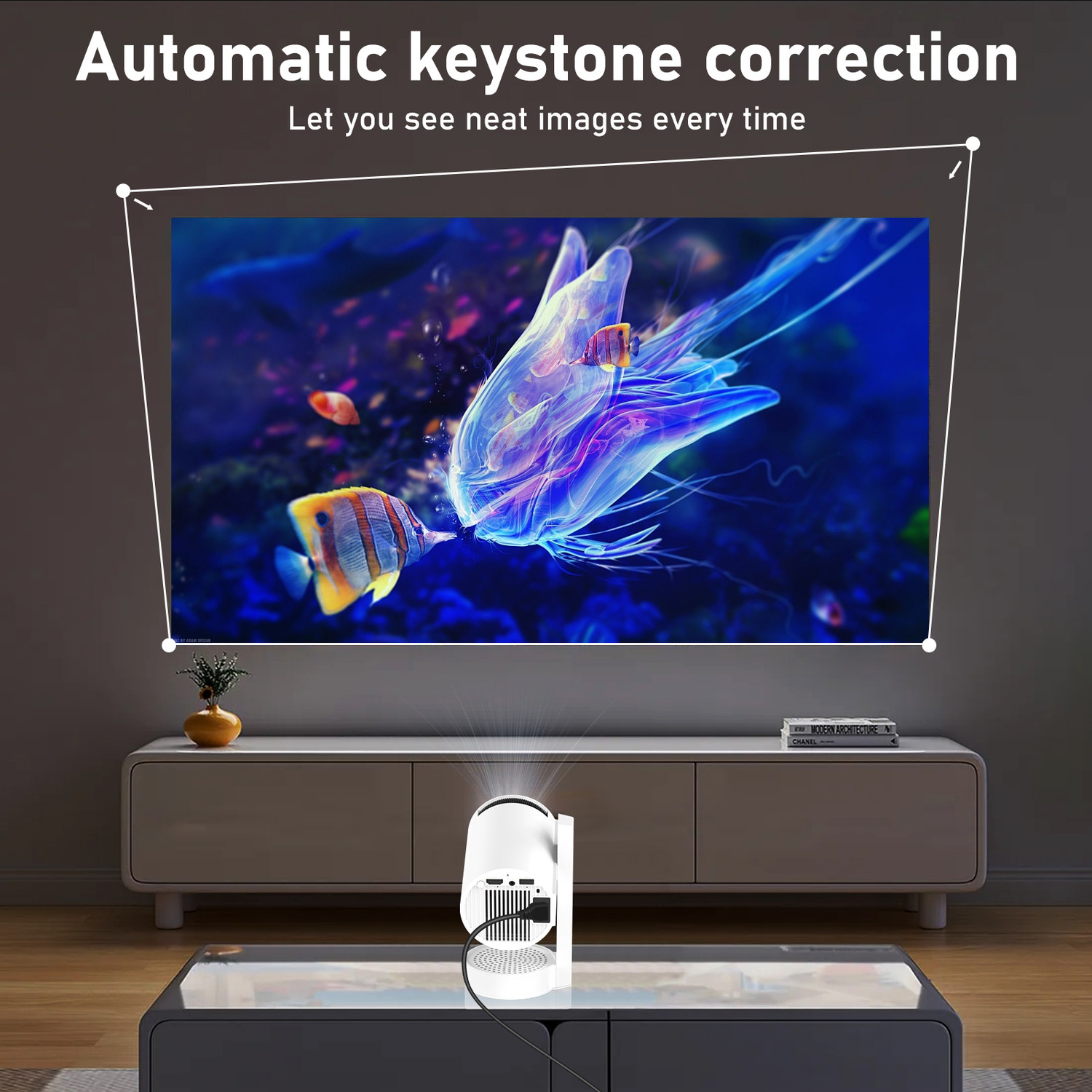 Image of Zync Y8 Android 13 WiFi Bluetooth 720P HD|4K Support|Auto Keystone|Smart Home Cinema (8000 lm / 1 Speaker / Wireless / Remote Controller) Portable Projector