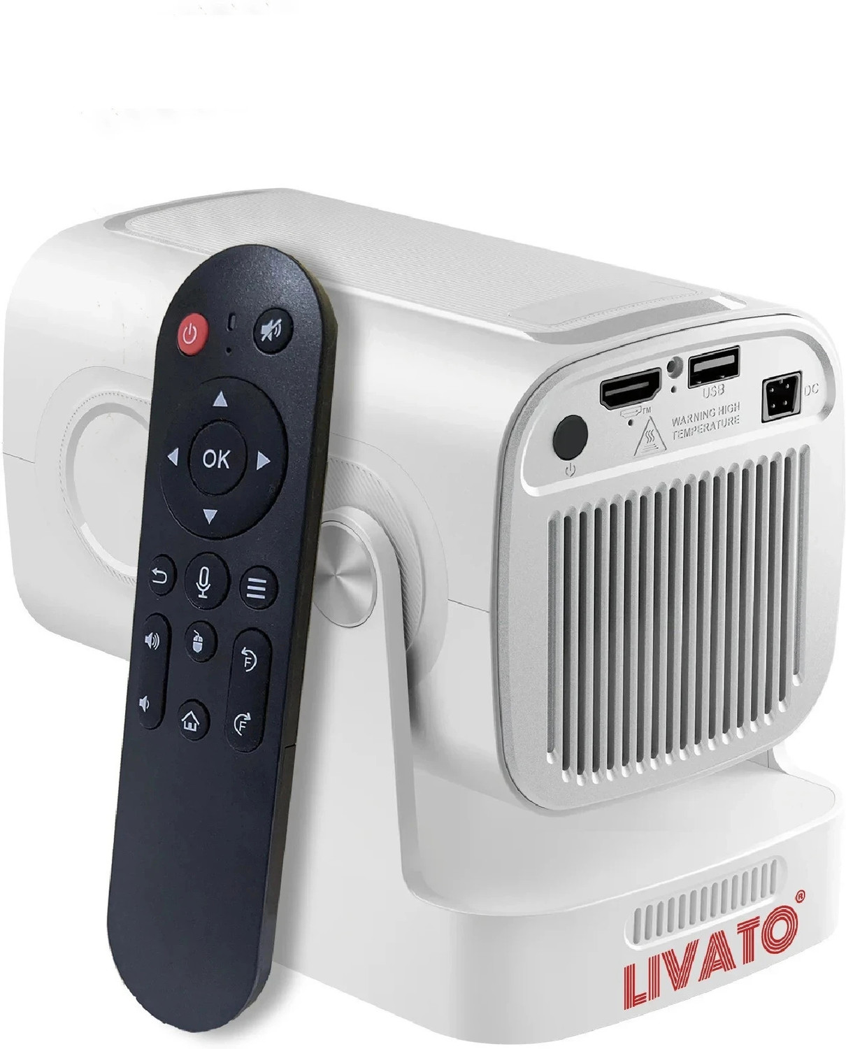 Image of Livato HY260 Pro 4K Support Android 11 Auto Focus With Bluetooth Voice Remote Freestyle (8000 lm / 1 Speaker / Wireless / Remote Controller) Portable Projector