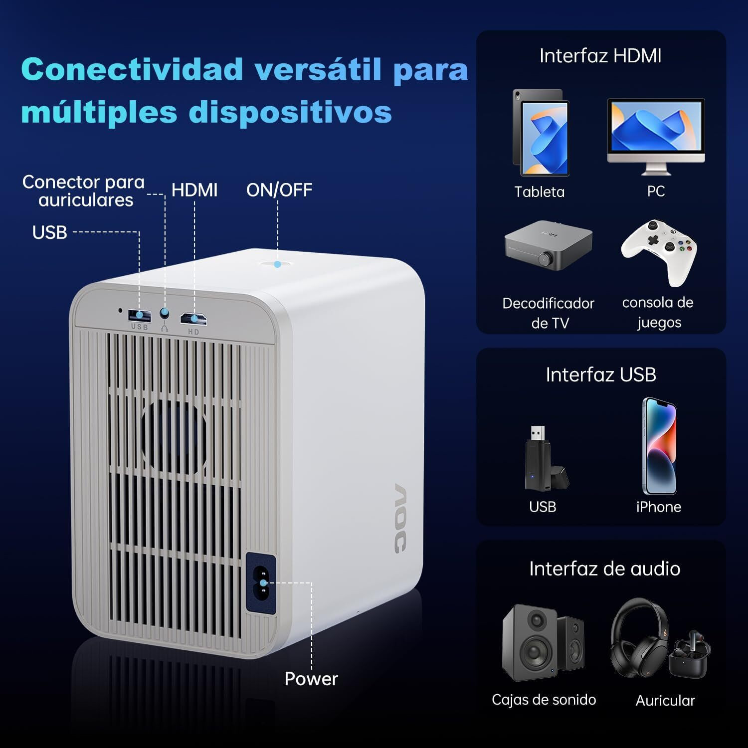 Image of AVOIHS Compact Portable Mini Projector 1080P Supported Home Theater Phone and Laptop (15000 lm / 1 Speaker / Wireless / Remote Controller) Portable Projector