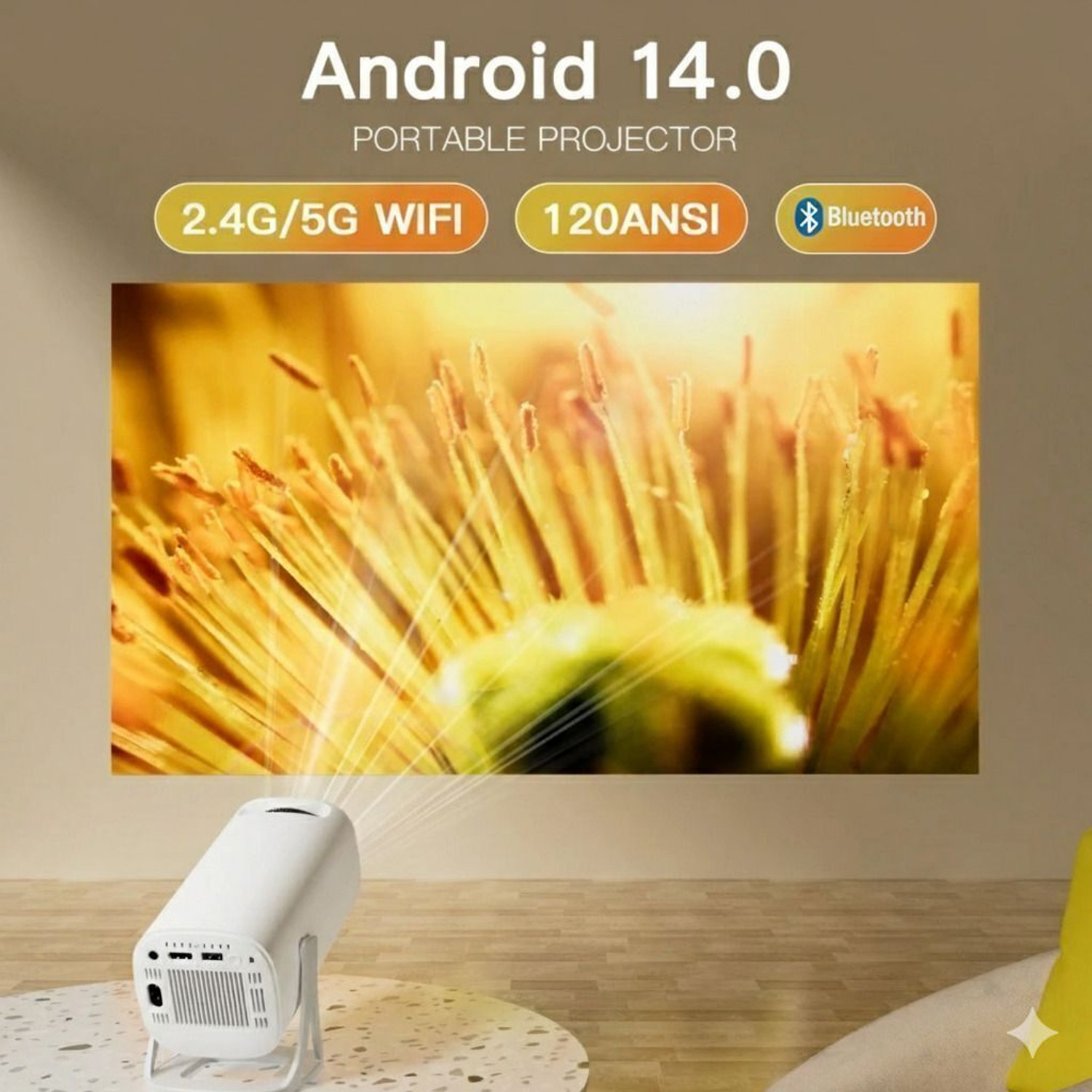 Image of Nexscan S40 4K Support Native HD Smart Android 14 |6000 Lumens|Wifi |BT | Auto Keystone (6000 lm / 1 Speaker / Wireless / Remote Controller) Portable Projector