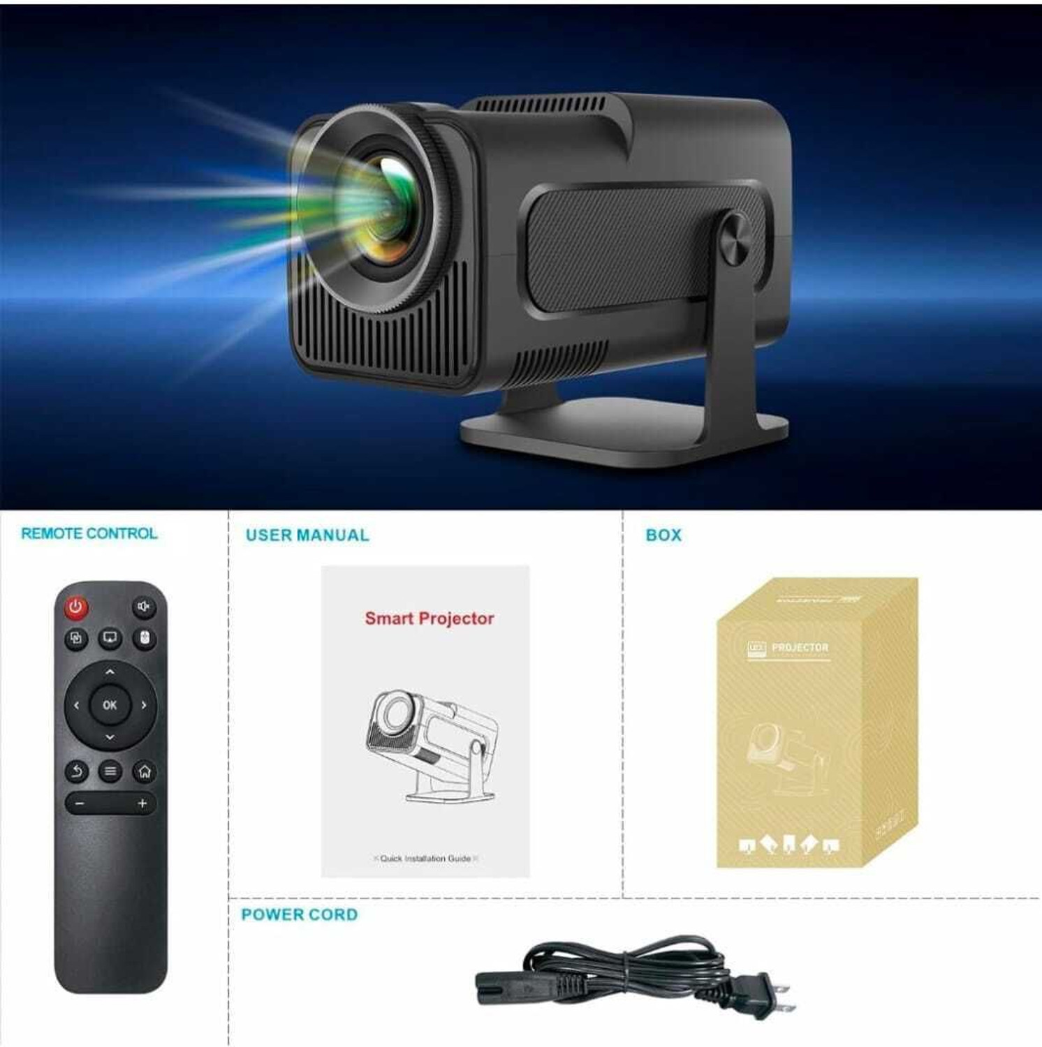 Image of NEXLIVA HY320 Mini Android Projector, 4K Video 1080P with Wi-Fi and Bluetooth 5.0 (7000 lm / Remote Controller) Portable Projector