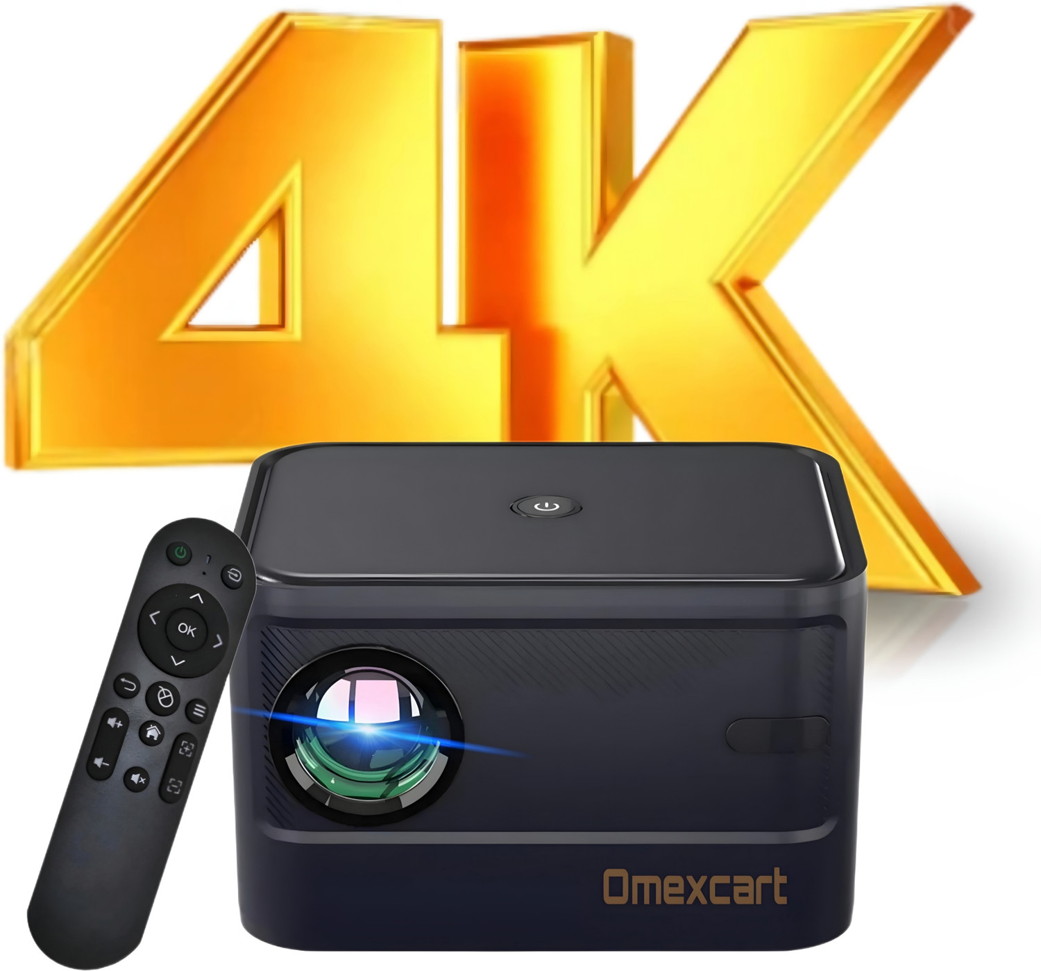 Image of Omexcart 4K Decoding Android Wifi6 BT 5.1 Short Throw 6D Keystone Dolby Dual Wi-Fi (6500 lm / 2 Speaker / Wireless / Remote Controller) Portable Projector