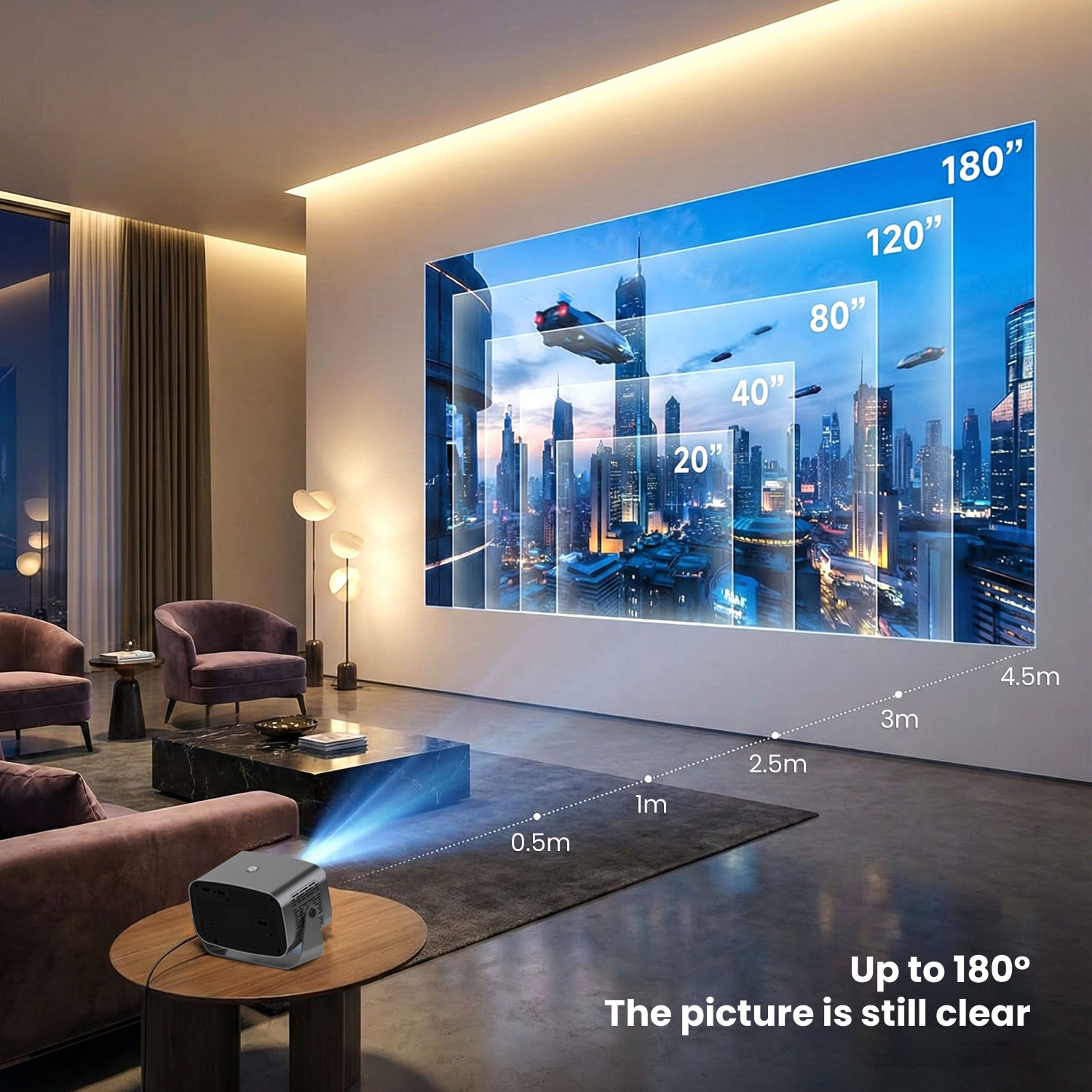 Image of VRT Smart Mini Projector N900 |Android 13, 1080p, 4K Support, Wi-Fi 6, Auto Keystone (500 lm / 1 Speaker / Wireless / Remote Controller) Portable Projector