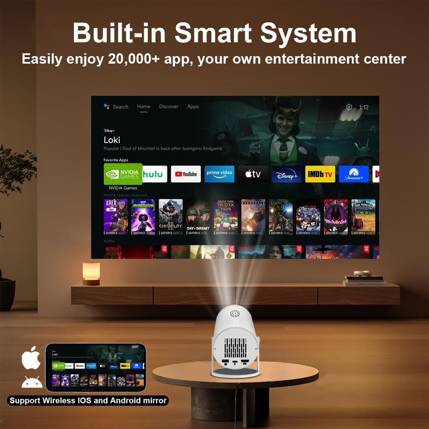 Image of Nexila HY300 Pro Projector, 4K Portable Mini Projector Home Theater, Outdoor Movies (200 lm / Remote Controller) Portable Projector