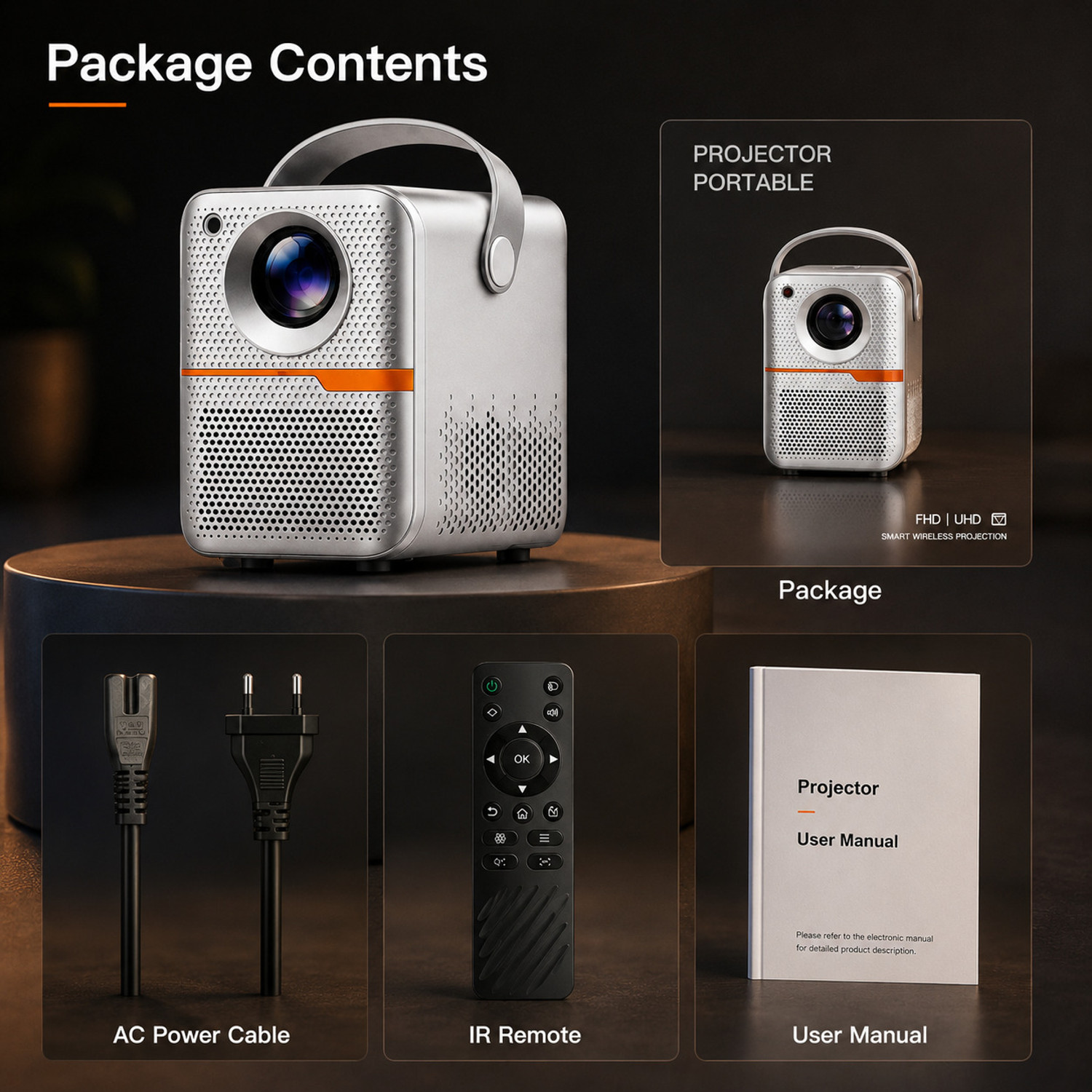 Image of Reysol 2K Projector|25000 Lumens High Brightness|WiFi & Miracast | Android 14 (25000 lm / 1 Speaker / Wireless / Remote Controller) Portable Projector