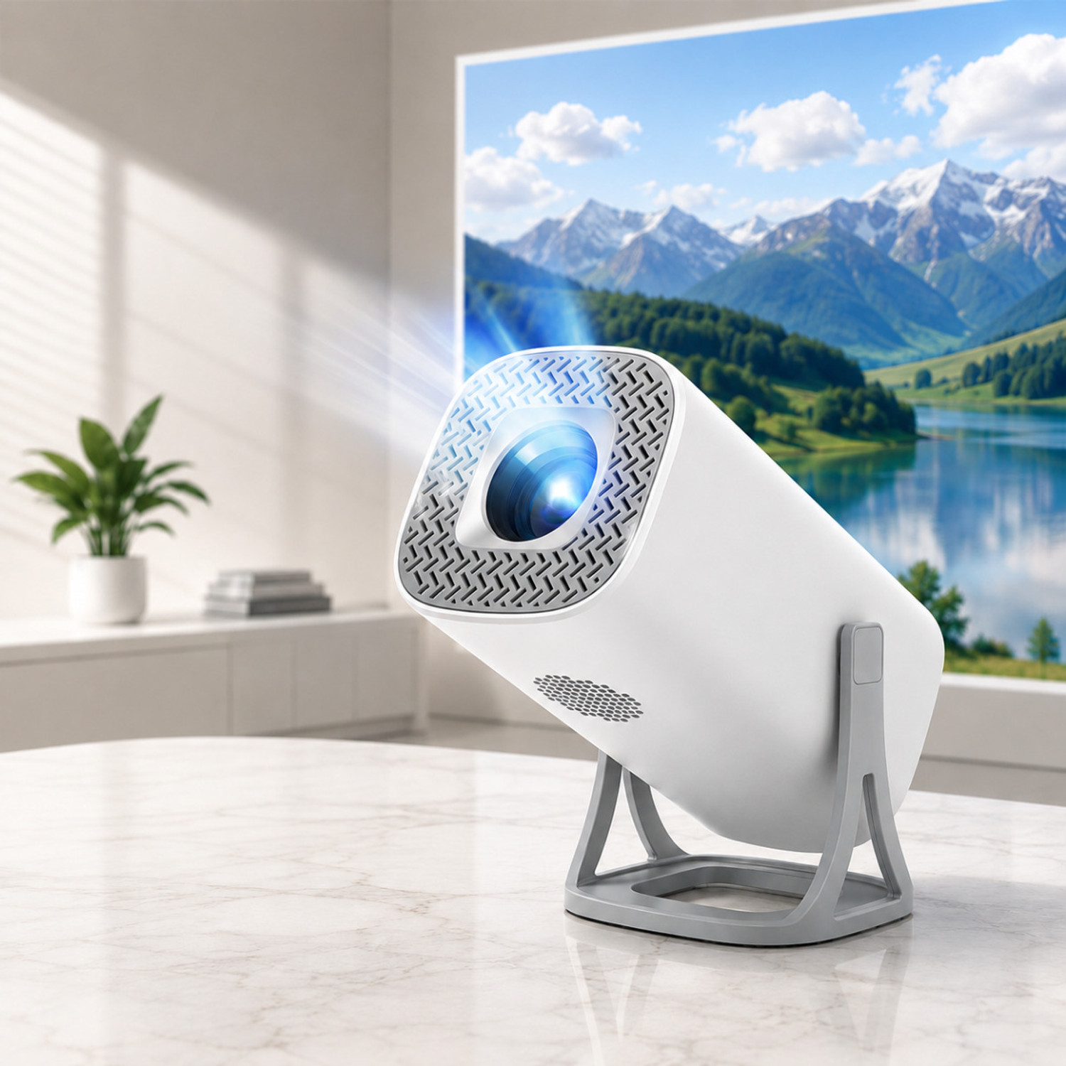 Image of RV Enterprises 1080P 4K Support, Android 11 Projector, Wi-Fi, 3X Brighter, 2.4G & 5G Projector (10000 lm / 1 Speaker / Wireless / Remote Controller) Portable Projector