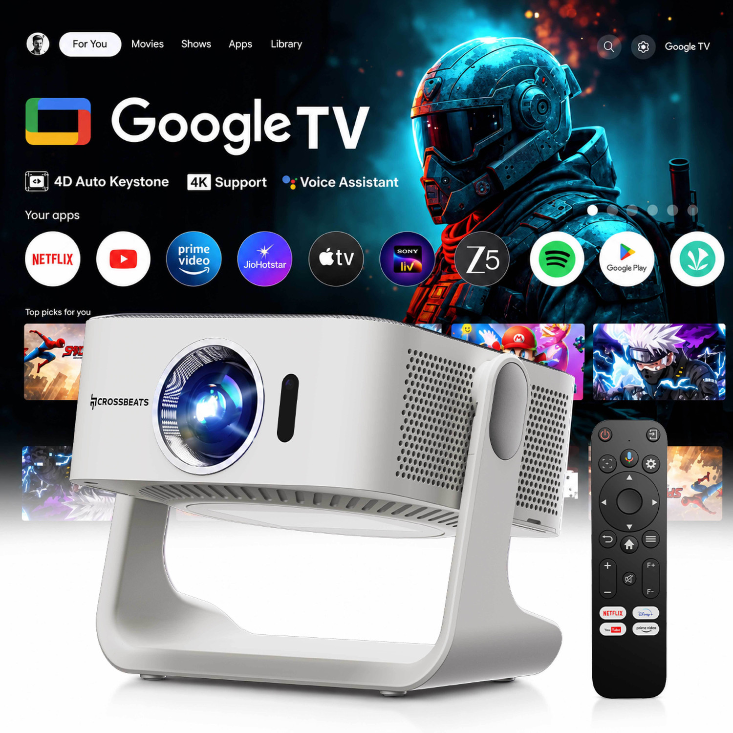 Image of CrossBeats Lumex Aura (1000 lm / 1 Speaker / Wireless / Remote Controller) Portable Projector