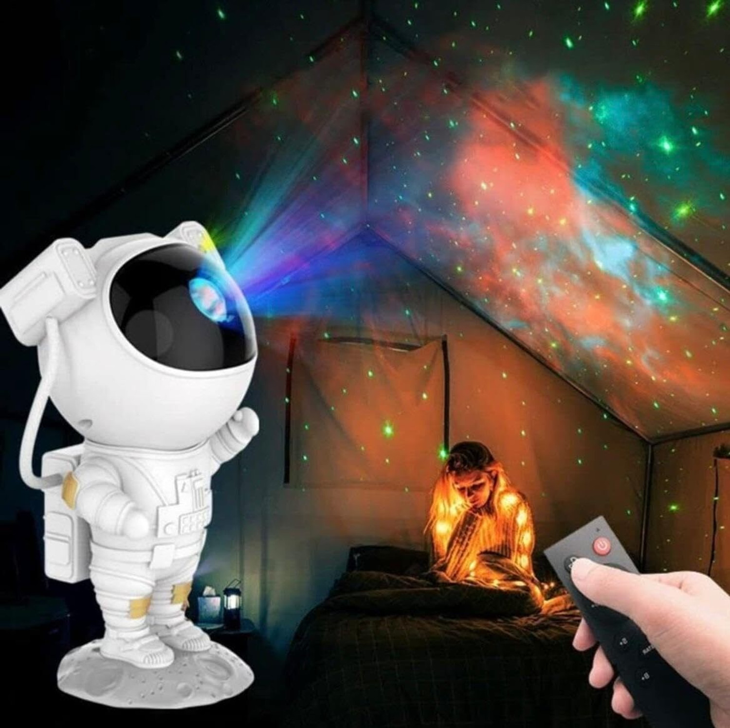 Image of Lisse Astronaut Galaxy Projector Night Light with Remote Control, 360 Rotating Star (50 lm / 1 Speaker / Wireless / Remote Controller) Portable Projector