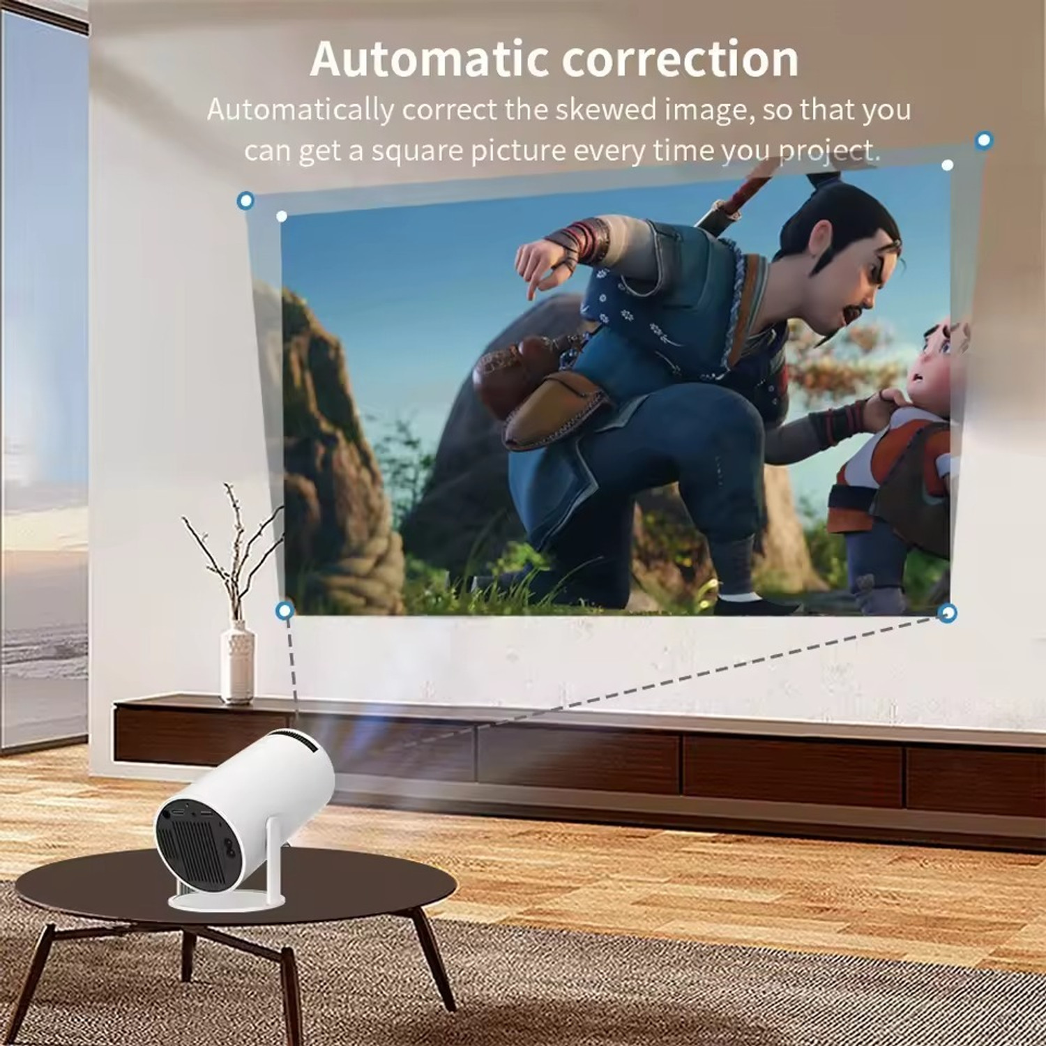 Image of Qolic Mini Portable Projector | 4K Support | 180 Flexible Rotation | 130 Inch (4700 lm / 2 Speaker / Wireless / Remote Controller) Portable Projector