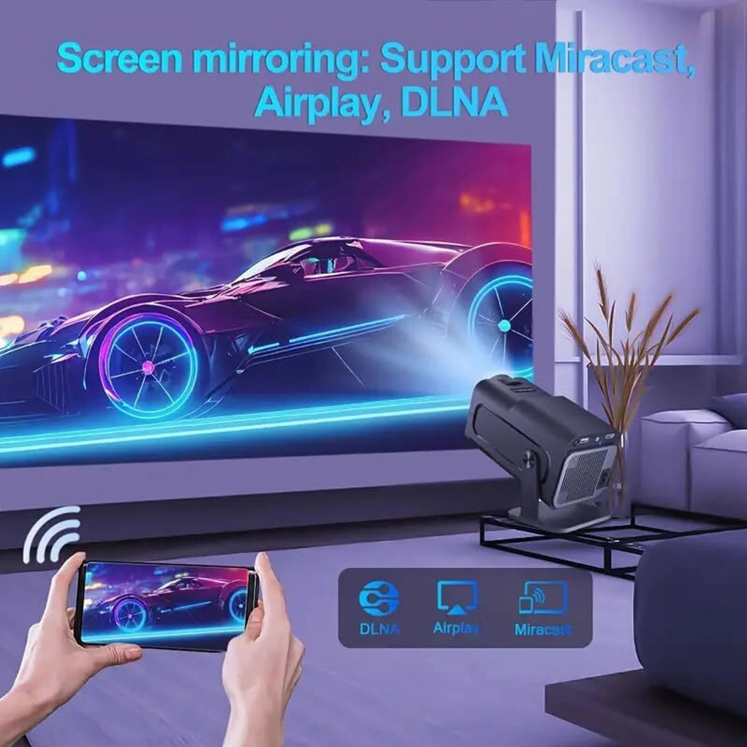 Image of ENKART HY320 Mini 4K Support Smart Android 13 Projector with WiFi 6 HD Home Theater C87 (5000 lm / Wireless / Remote Controller) Portable Projector