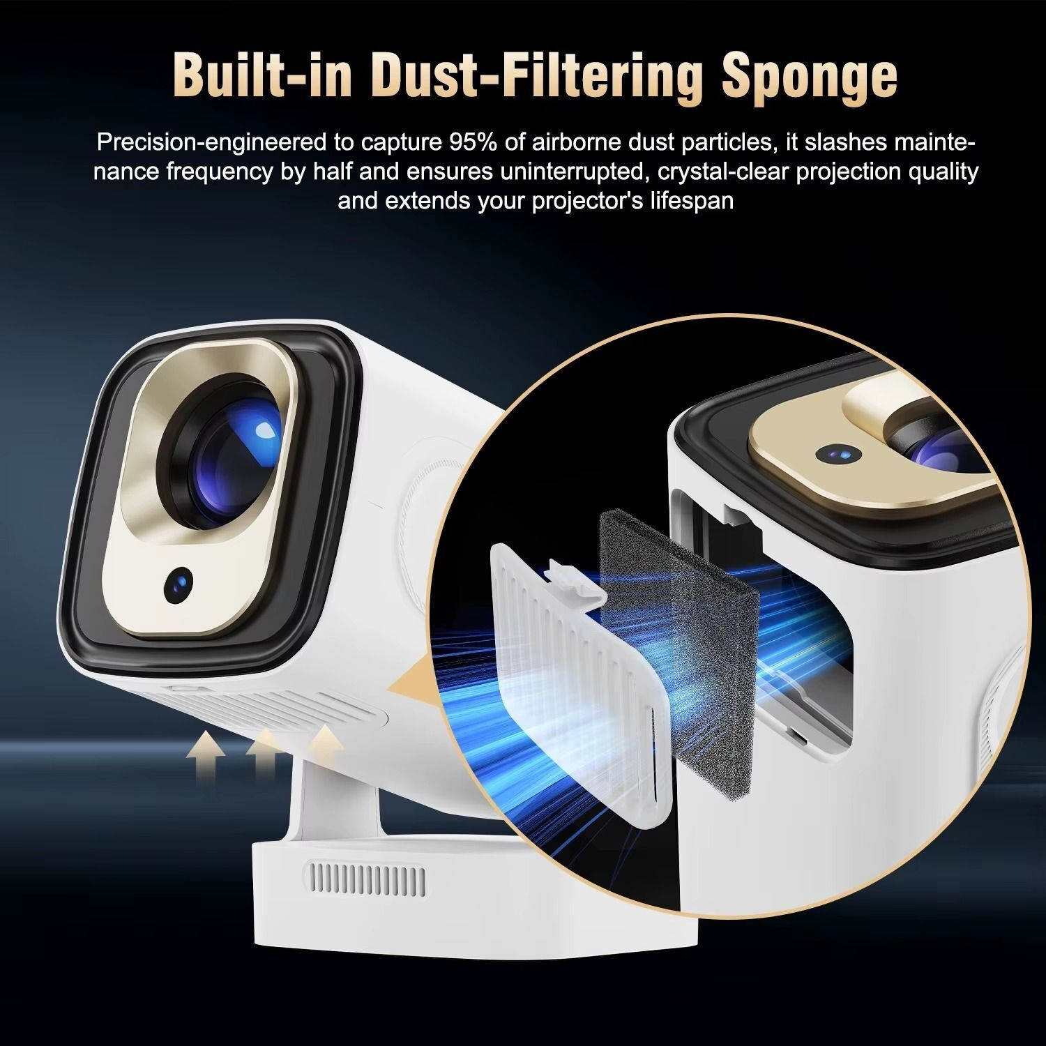 Image of Divine creation HY 260 Smart HD LED Projector with WiFi Built-in Speaker Dual Band WiFi D30 (8000 lm / 1 Speaker / Wireless / Remote Controller) Portable Projector