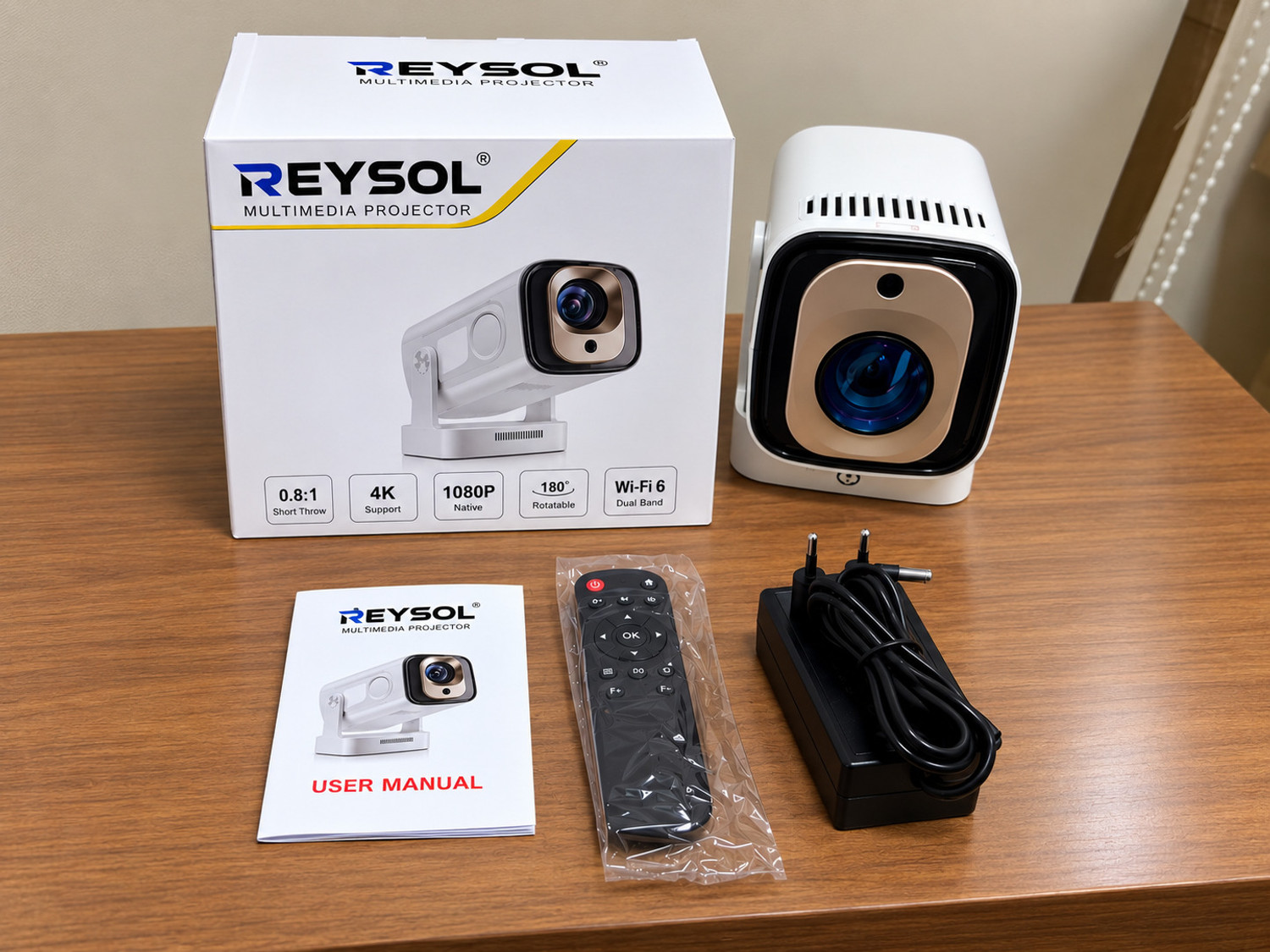 Image of Reysol Projector|Native 1080P|4K Support|WiFi|Brighter 20000 lumens|Auto Focus&keystone (20000 lm / 1 Speaker / Wireless / Remote Controller) Portable Projector (Multicolor)