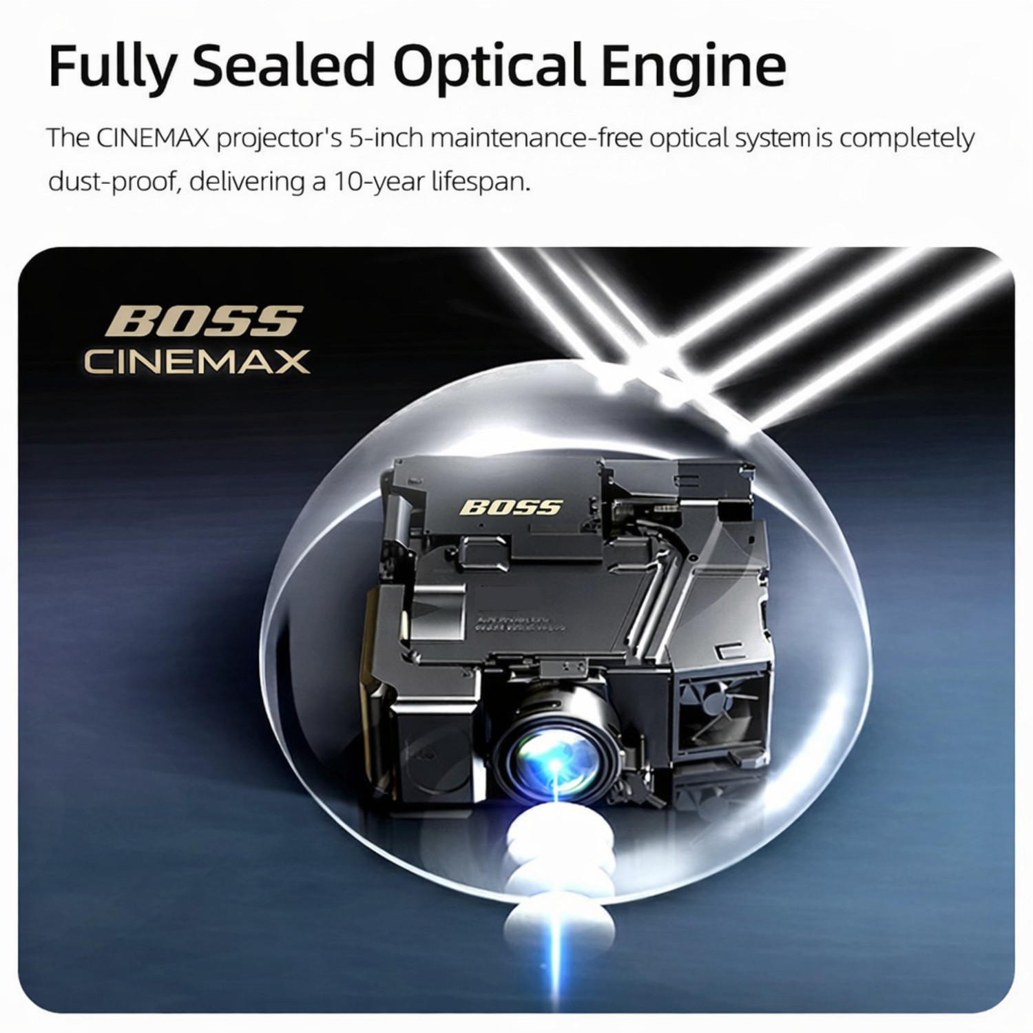 Image of Boss Projector CineMAX 4K Smart 21000 Lumens Android 12 4K HDR Auto Focus 6D Keystone (21000 lm / 2 Speaker / Wireless / Remote Controller) Portable Projector